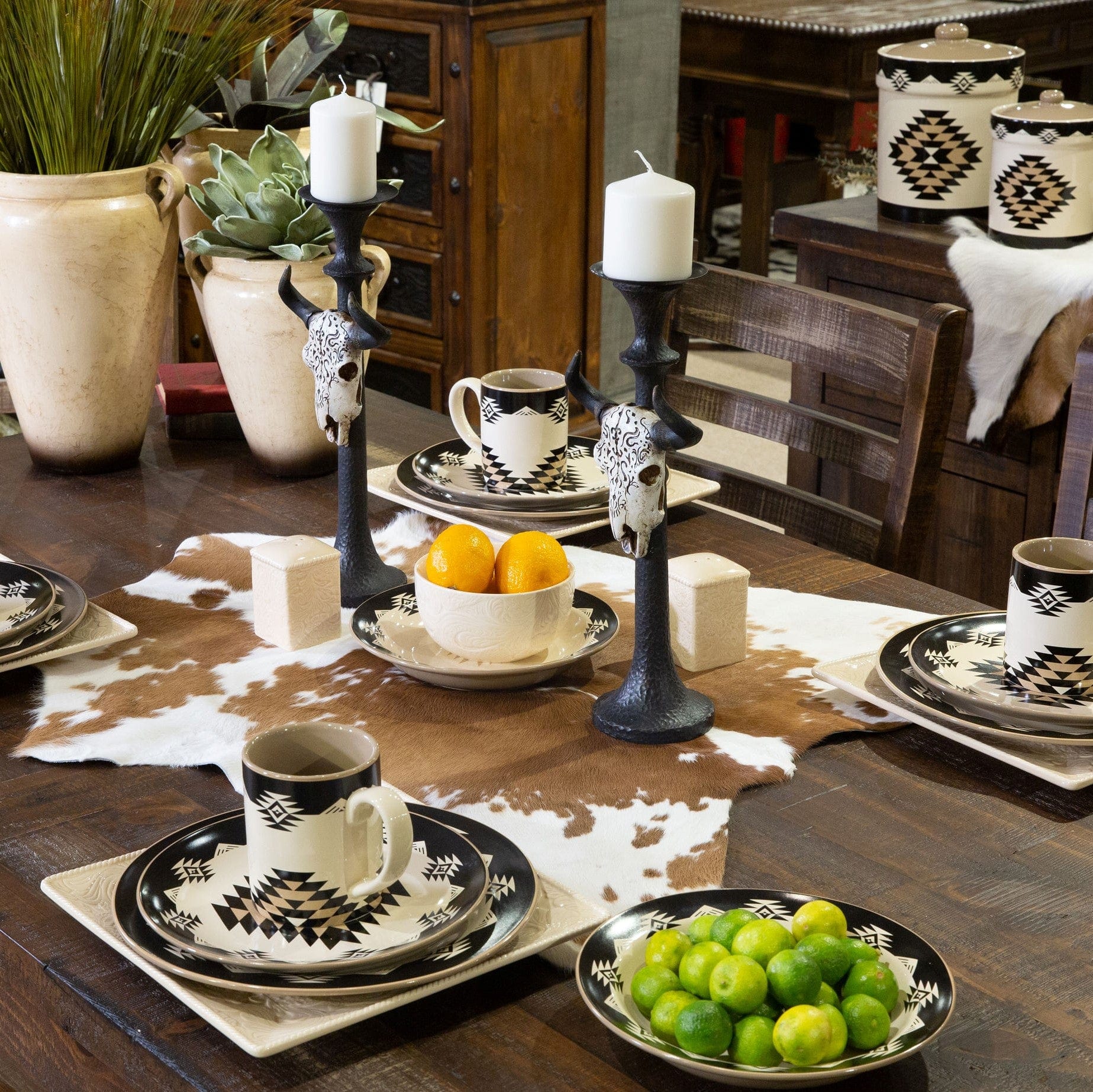 Chalet Aztec 16-Piece Dinnerware Set - Elegant Stoneware Plates, Bowls & Mugs - Perfect for Family Dinners, Entertaining & Everyday Use