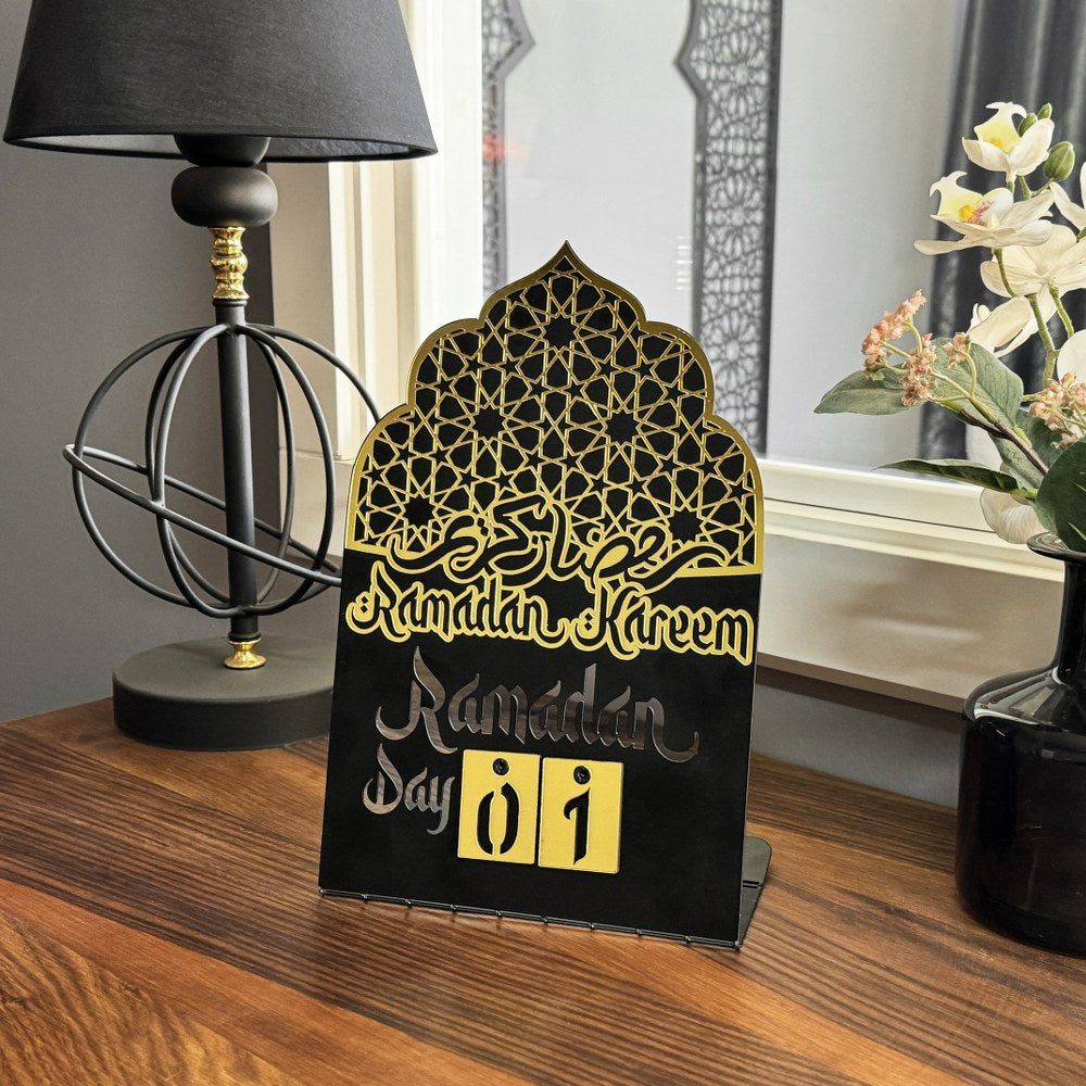 Ramadan Calendar - Metal & Acrylic Islamic Wall Decor with Traditional Motifs - Perfect for Home, Mosque & Gift Giving During Ramadan & Eid Celebrations