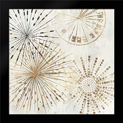 Tom Reeves Golden Stars II - 20x20 Inch Black Modern Framed Wall Art Print - Contemporary Home & Office Decor for Living Room, Bedroom, or Workspace