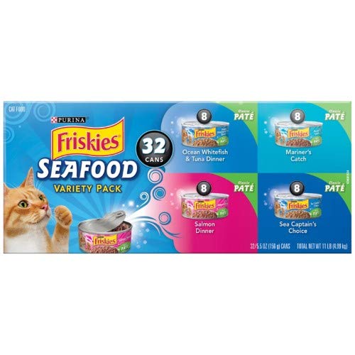 Friskies Seafood Variety Canned Cat Food for Adult Cats - 2 Pack (Tuna, Salmon & Shrimp Flavors) - Wet Cat Food for Picky Eaters, Perfect for Mealtime & Travel