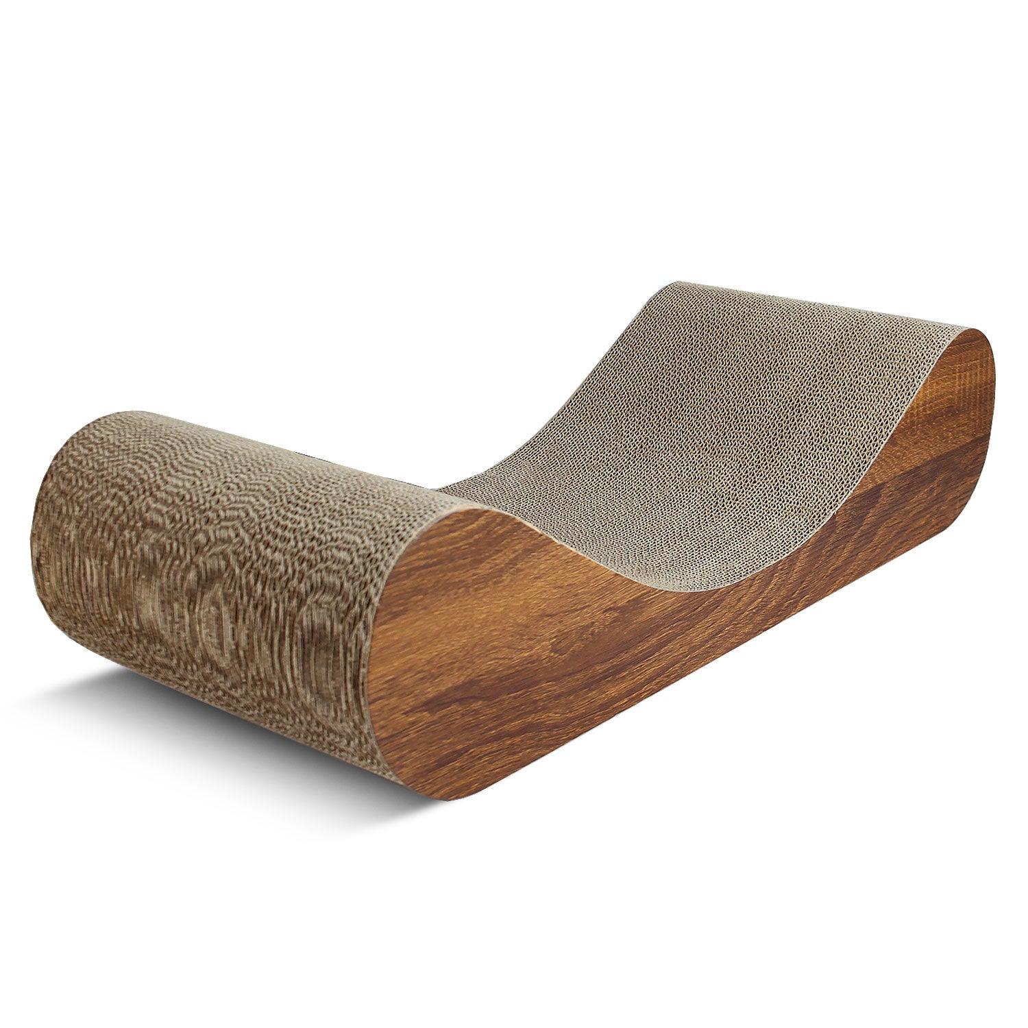 Premium Cat Scratcher & Lounge Bed - Durable Cardboard with Natural Wood Frame - Perfect for Scratching, Lounging & Playtime in Living Rooms & Cat-Friendly Spaces