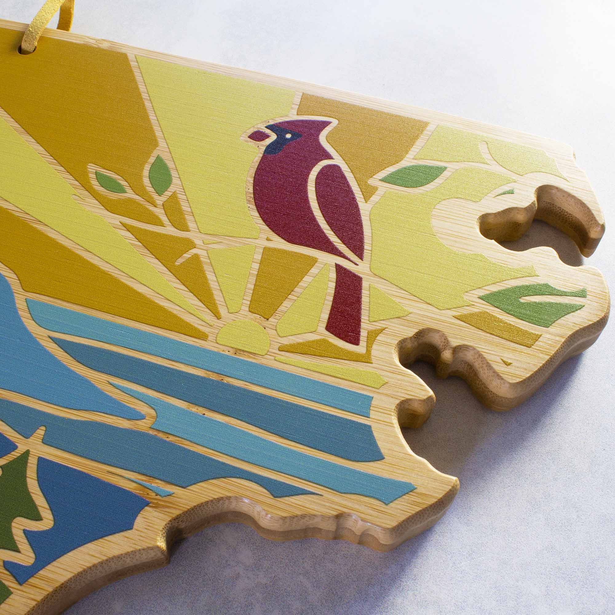 Handcrafted North Carolina Wooden Cutting Board with Summer Stokes Artwork - Perfect for Kitchen Prep, Charcuterie Boards & Gift Giving