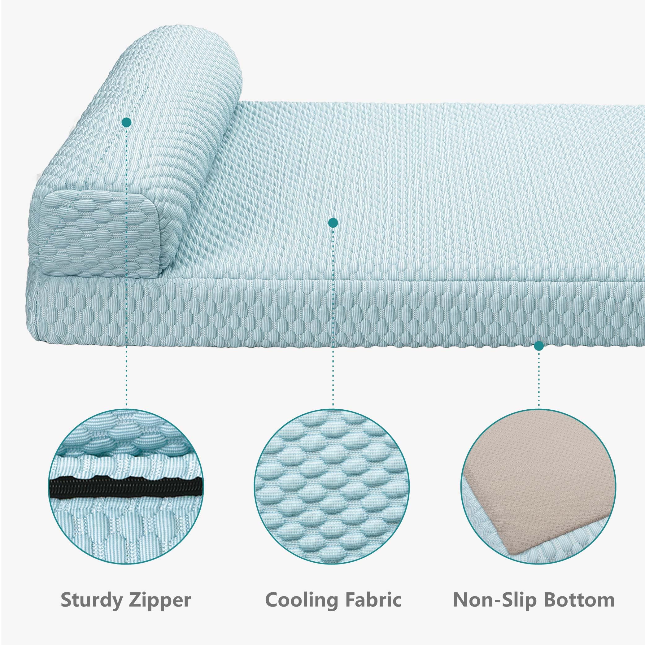 **Orthopedic Cooling Dog Bed for Large Dogs - Breathable Washable Pet Bed with Removable Cover - Comfortable Dog & Cat Couch for Small Medium Large Pets (White & Blue, XX-Large) - Perfect for Hot Weather & Indoor Relaxation**