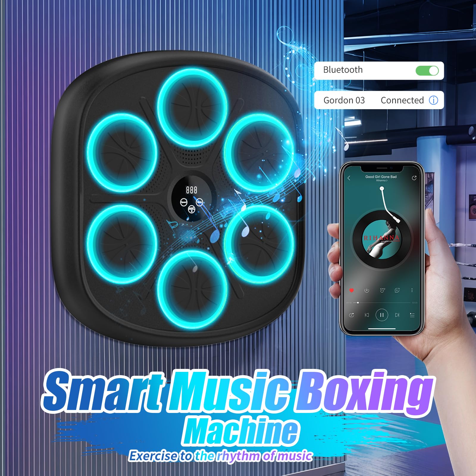 2025 Upgraded Music Boxing Machine - Large Wall Mounted Punching Bag with Gloves for Adults & Kids - 9 Training Modes & 9 Speed Levels - Perfect for Home Gym, Boxing Training, and Fitness Workouts