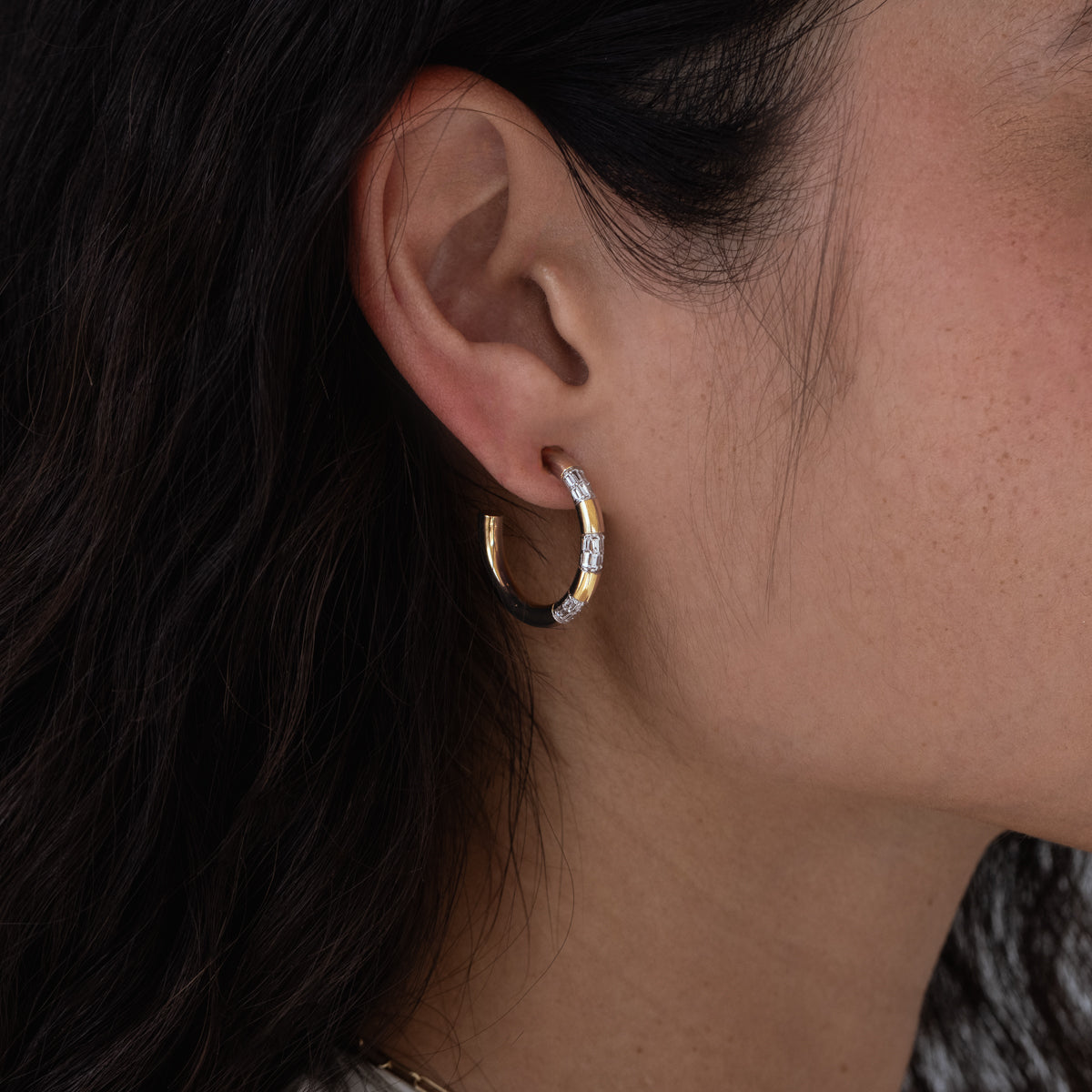 Tusk Baguette Hoop Earrings for Women - Elegant Gold Plated Dangle Earrings for Party, Wedding & Everyday Wear