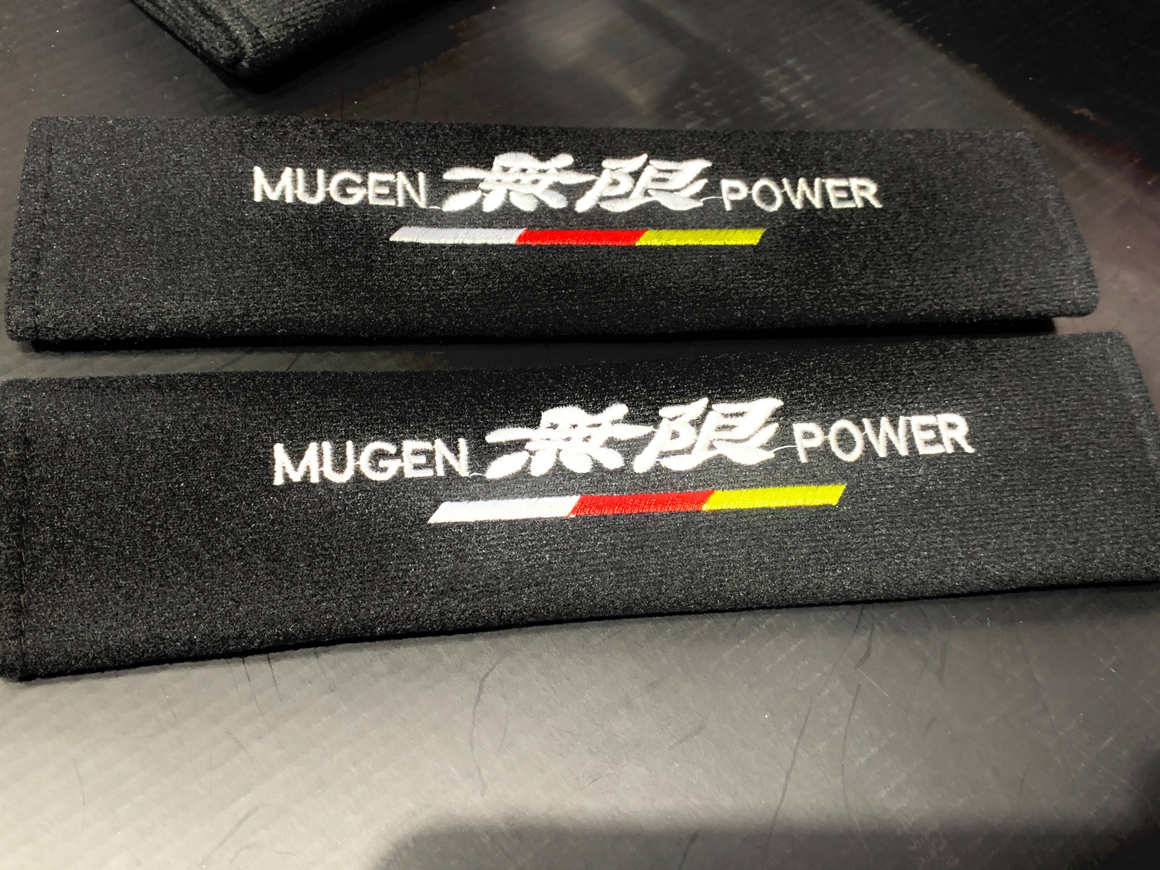 JDM Mugen Power Seat Belt Pad Cover Protectors - Comfortable Shoulder Pads for Cars & Trucks - Reduce Friction & Pressure for Long Drives