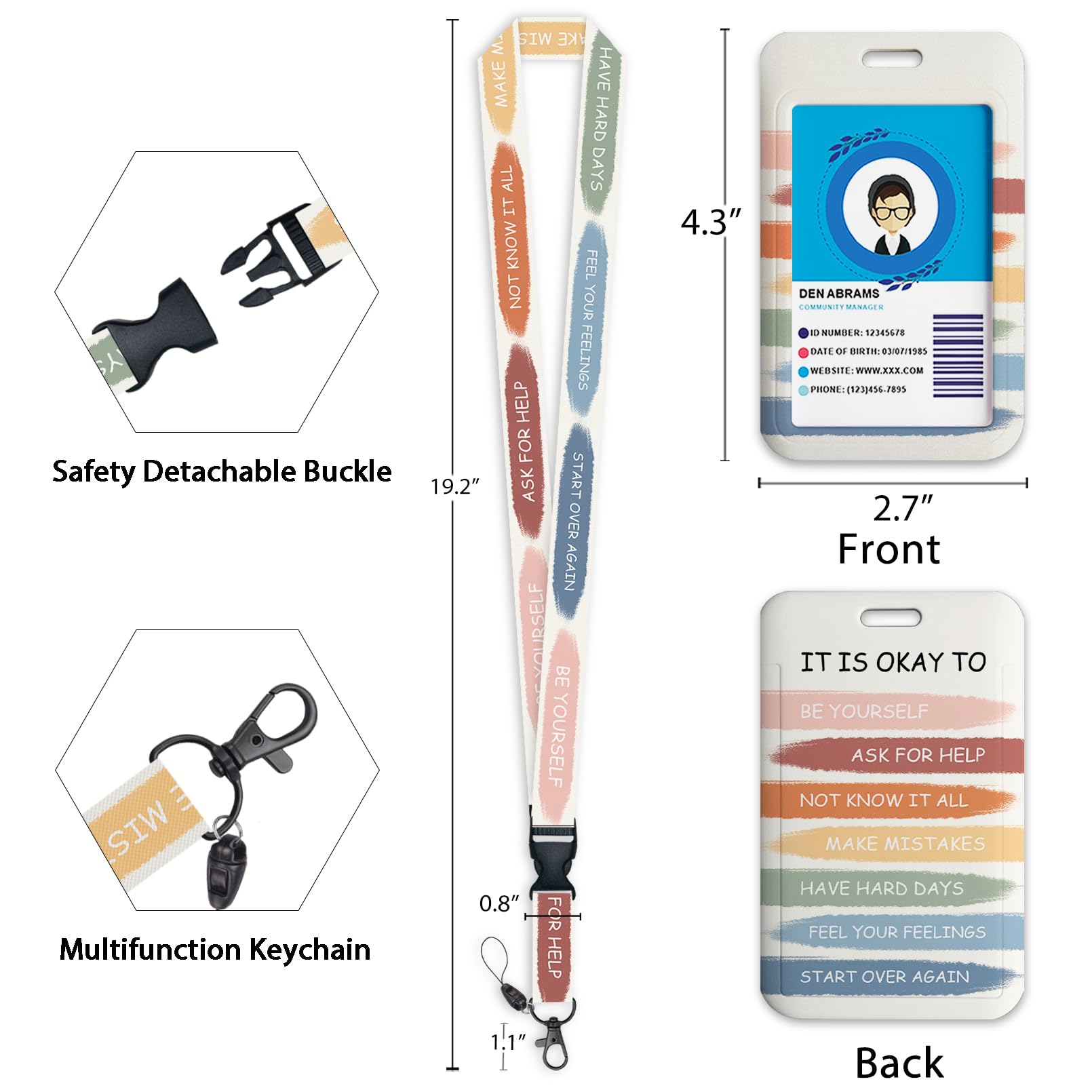 Inspirational Quote Lanyards for ID Badges - Teacher & Office Use