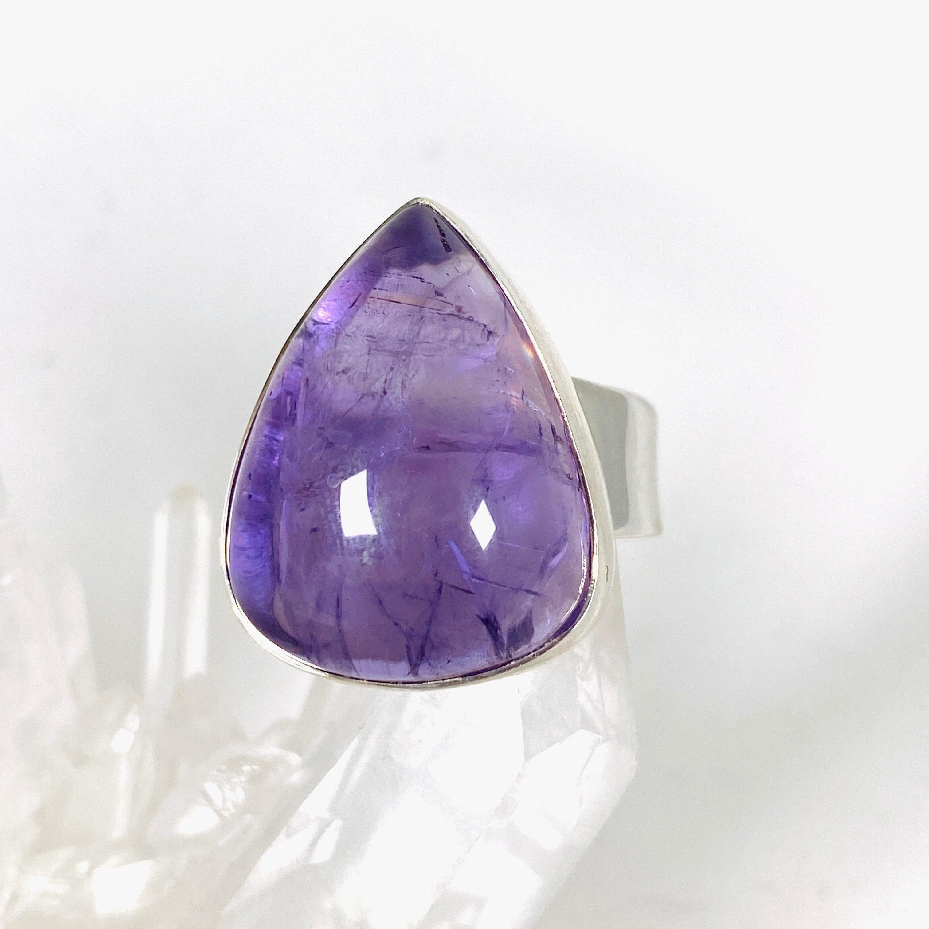 Amethyst Teardrop Ring Size 8 KRGJ2958 - Elegant Purple Gemstone Jewelry for Women, Perfect for Weddings, Parties & Gifts