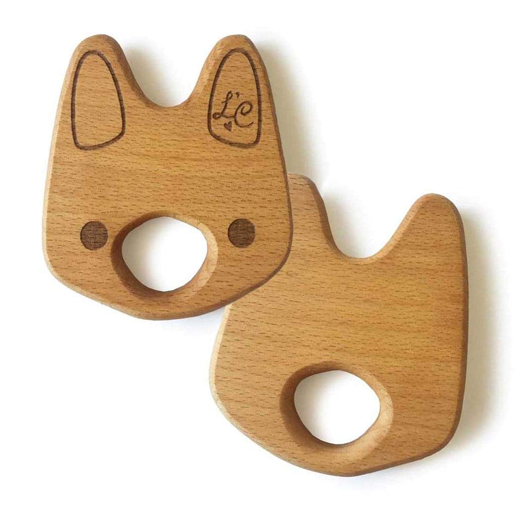 Organic Wooden Teether Toy for Babies - Safe & Natural Soothing Chew Toy for Teething Infants - Perfect for Home, Travel & Daycare Use