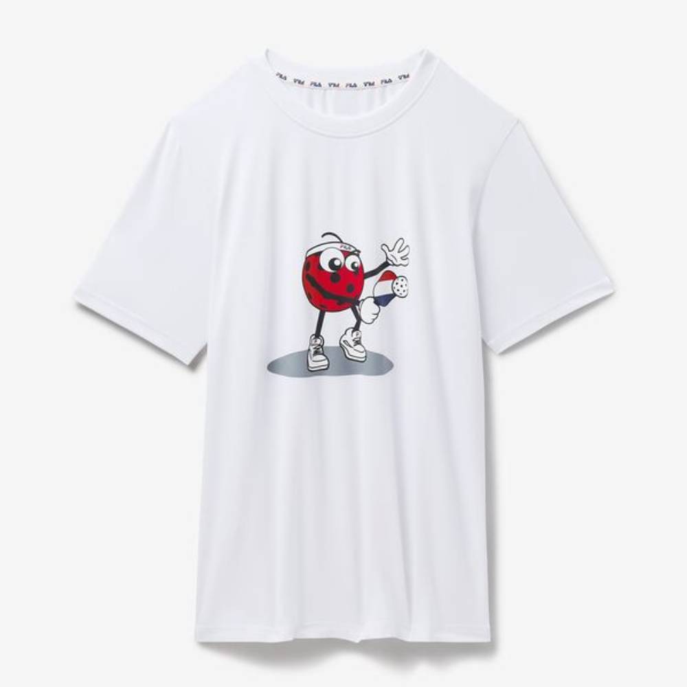 Fila Men's Short Sleeve Graphic T-Shirt - White Cotton Crew Neck Tee for Casual Wear, Gym & Street Style