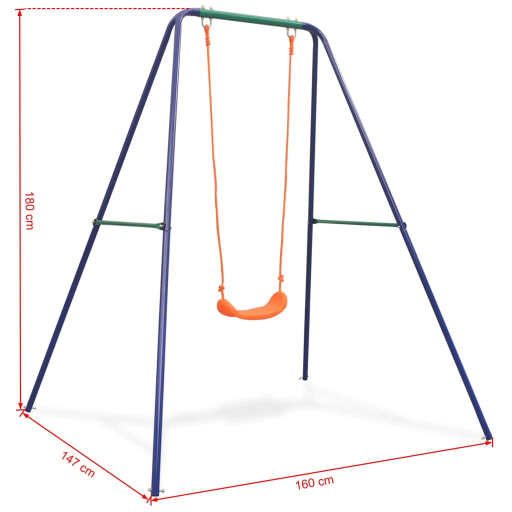 FAMIROSA A-Frame Swing Set with Non-Slip Seat - Outdoor Toddler Swing Stand for Backyard, Garden & Playground - All-Weather Durable Design with Ground Stakes - Perfect for Indoor/Outdoor Kids Activities & Family Fun (Orange)