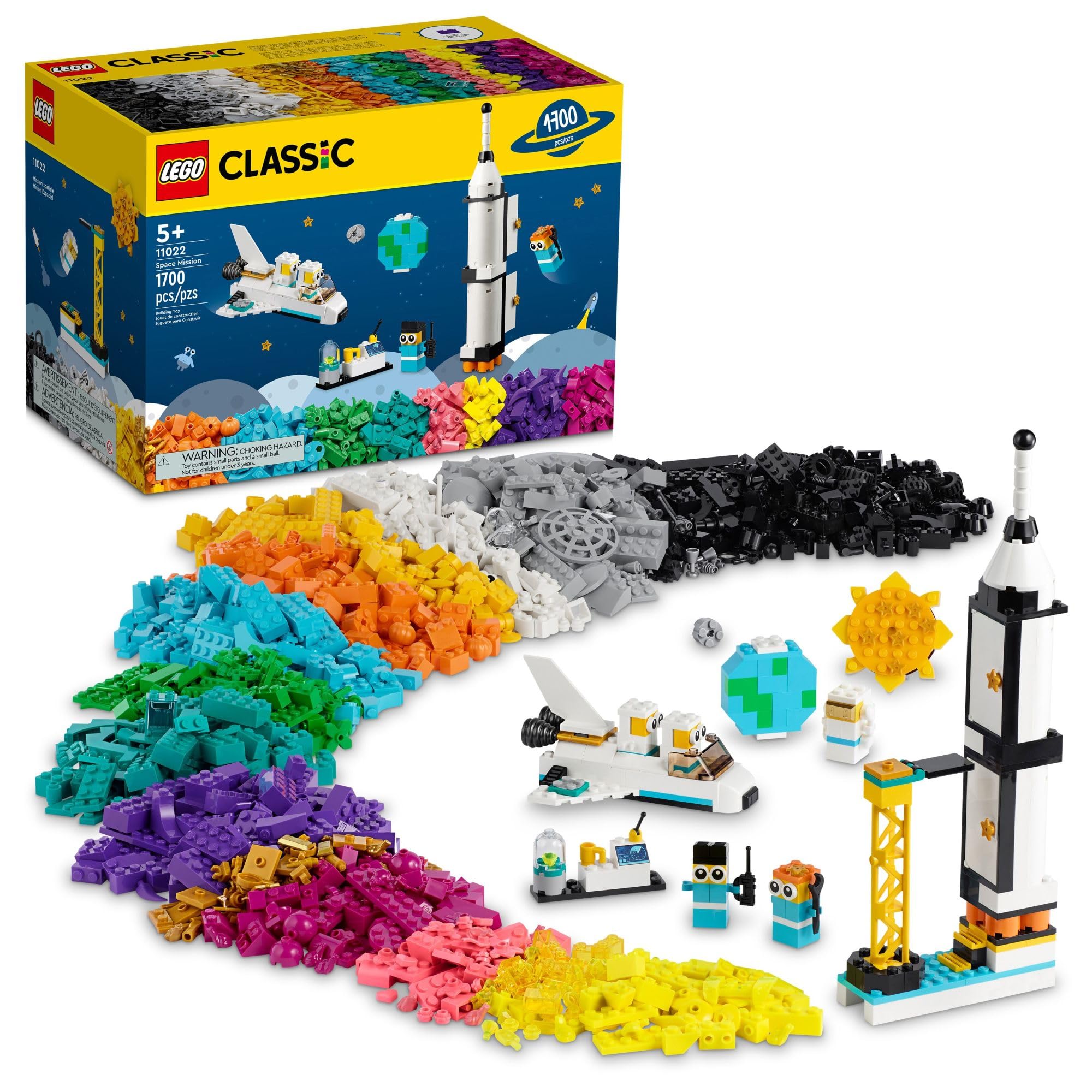 LEGO Classic Space Mission 11022 Building Kit - 1,700 Pieces with 10 Mini Space Toys, Creative Construction Set for Kids Ages 5+ | Perfect for STEM Learning, Birthday Gifts & Space-Themed Playtime