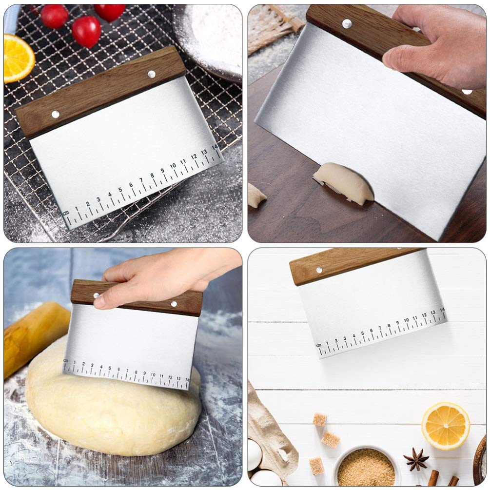 2-Piece Stainless Steel Baking Scraper Set - Dough Cutter, Pastry Spatula, Butter & Cream Scraper - Essential Baking Tools for Bread, Cookies & Cake Decorating (Perfect for Home Bakers & Professional Kitchens)