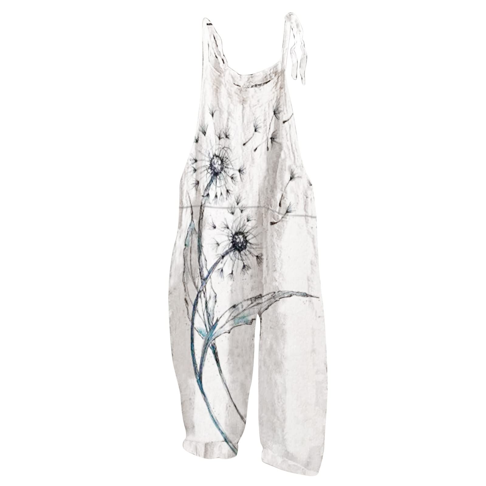 Women's Vintage Floral Print Jumpsuit - Casual Summer Wide Leg Overalls with Pockets & Suspenders | One Piece Romper for Outdoor Activities, Travel & Daily Wear
