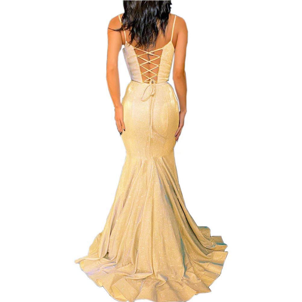 Two-Piece Mermaid Prom Dress with Shimmer & Glitter - Women's Cocktail Evening Gown for Parties, Formal Events & Special Occasions - Gold Size 4 - Perfect for Homecoming, Dances, Weddings & Night Out