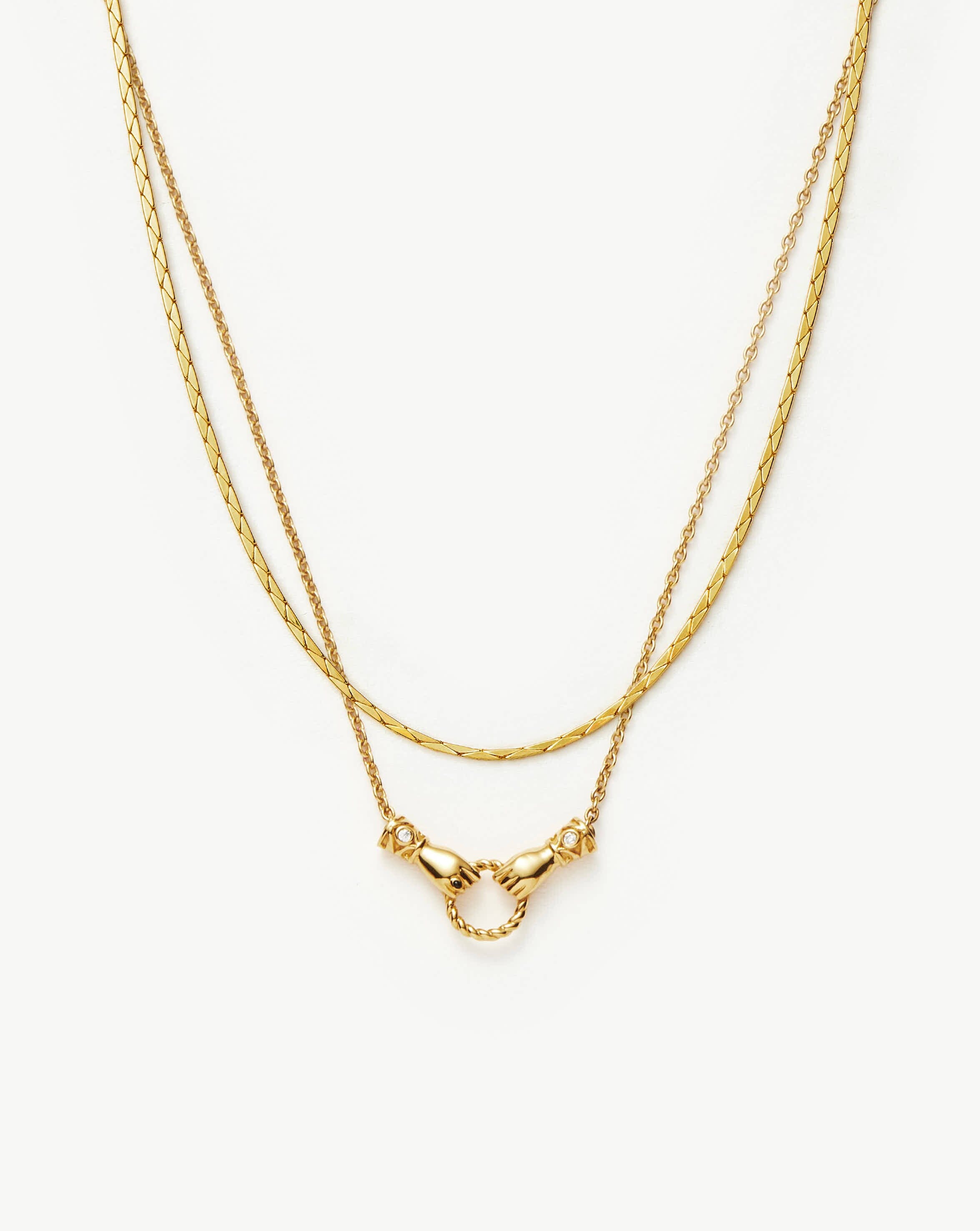 Harris Reed In Good Hands Chain Necklace Set - 18k Gold Plated Jewelry for Women, Dainty Layered Necklace Gift for Her | Perfect for Date Night, Parties & Special Occasions