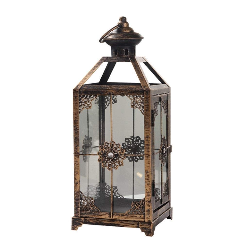 Vintage Moroccan Wrought Iron Candlestick Holder - Portable Stained Glass Hanging Lantern with Horse Design for Home Decor, Outdoor Parties & Romantic Ambiance Lighting