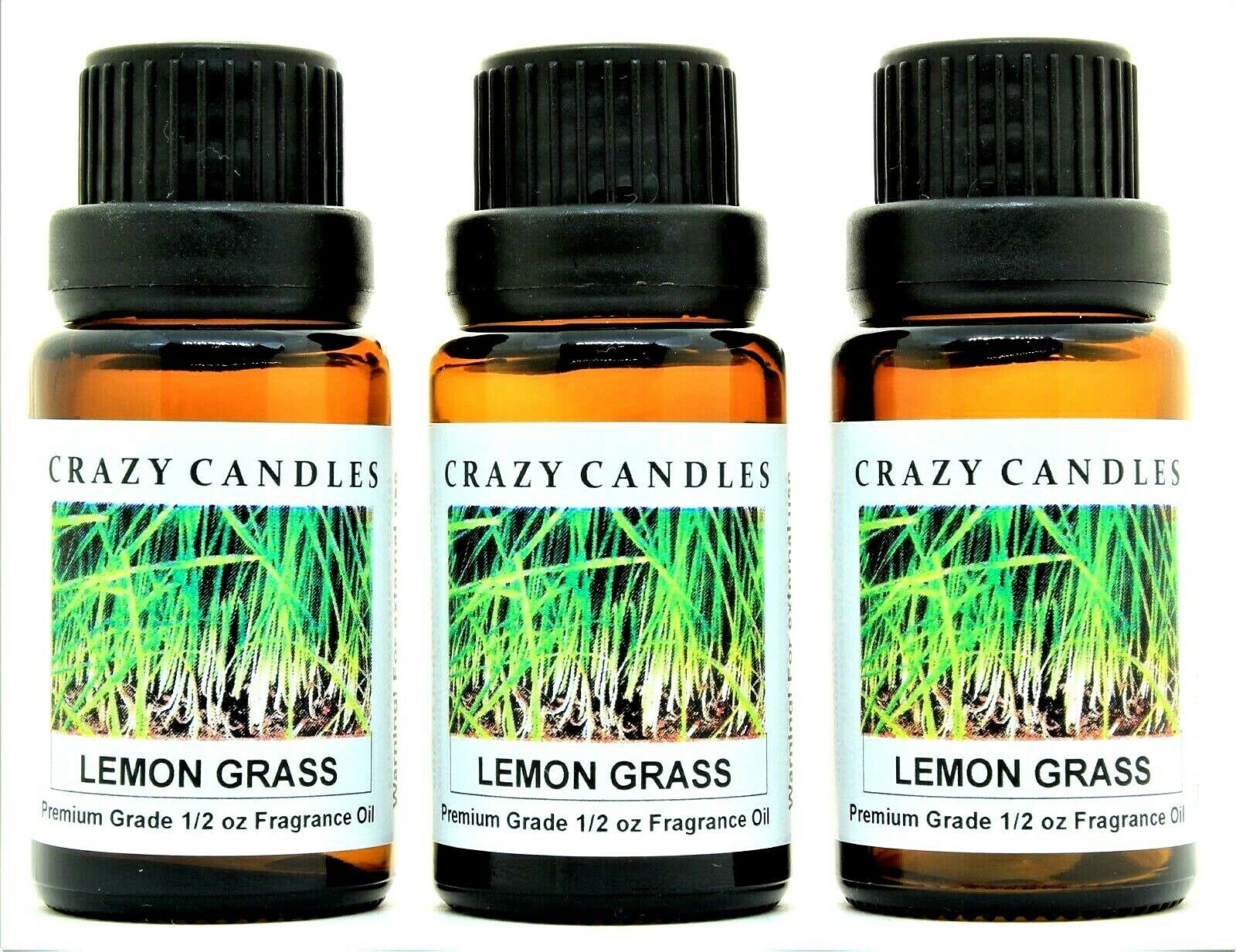 Premium Lemongrass Scented Fragrance Oil - 3 Pack (1/2 fl oz/15ml Each) - Aromatherapy, Diffuser, Candle Making & Home Fragrance