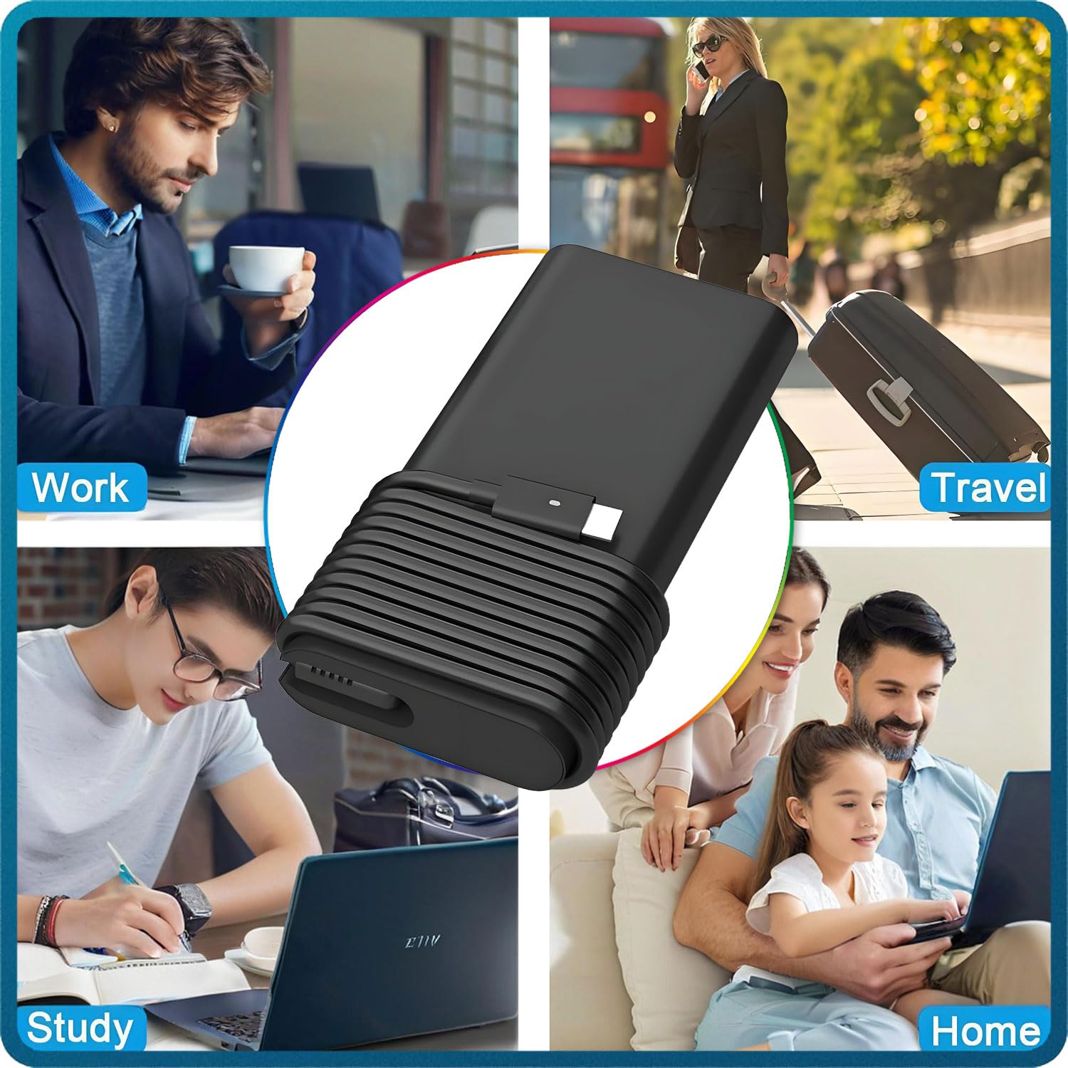 130W USB C Laptop Charger for Dell XPS 15/17, Precision & Latitude Series | Fast Charging AC Adapter Power Cord | Perfect for Home, Office & Travel Use