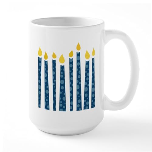 White - Hanukkah Candles Large Mug