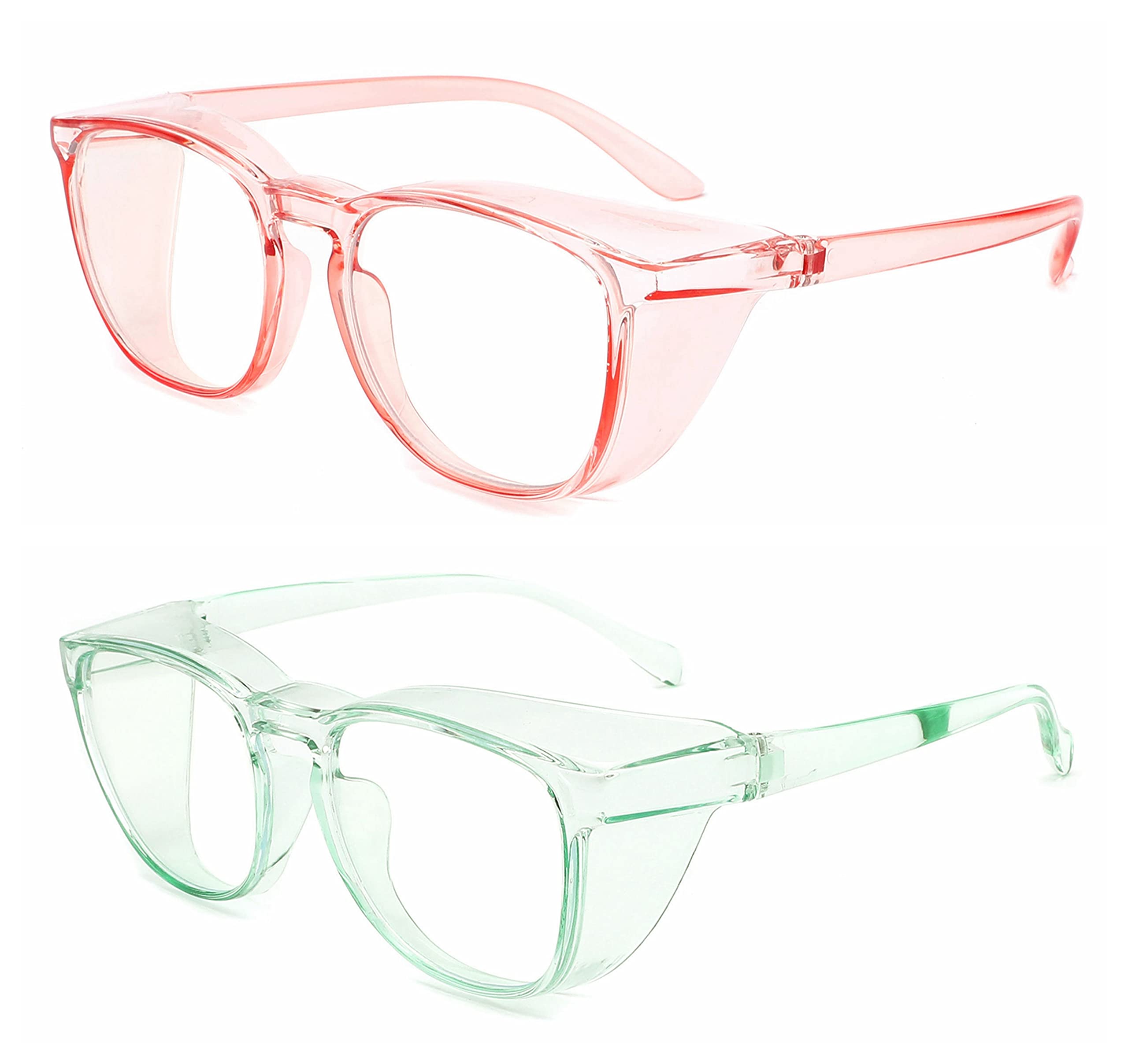 Alsenor Anti-Fog Safety Glasses – Blue Light Blocking, UV Protection, Anti-Dust Protective Eyewear for Men & Women (2 Pack – Pink + Jade) – Ideal for Computer Work, Construction, and DIY Projects