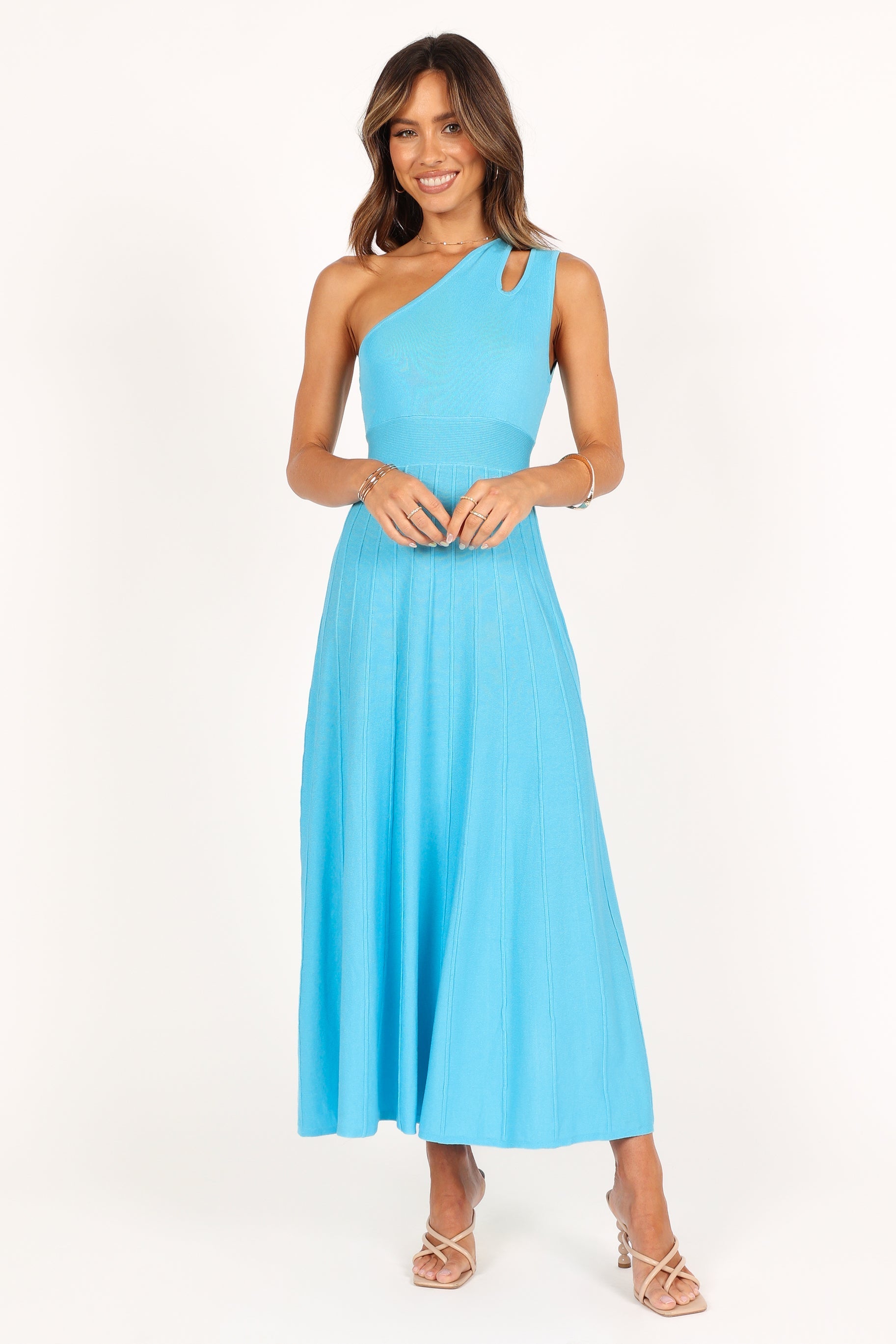 Flynn Midi Knit Dress for Women - Soft Stretch Blue Casual Dress for Everyday Wear | Perfect for Office, Brunch & Date Nights