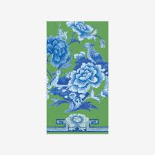 Premium Green & Blue Decorative Paper Napkins for Parties, Weddings & Events - Elegant Dinner Table Decor by Caspari