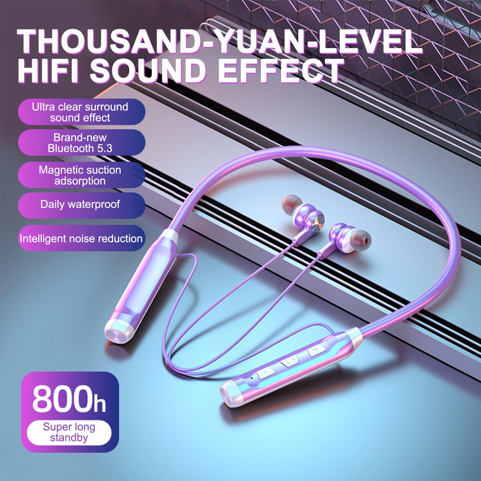 Wireless Bluetooth Earbuds with Neckband - 50H Playtime Gaming Headphones, Noise Cancelling Sports Earphones for Running, Workout, Travel, Office & Outdoor Activities | Perfect for Gym, Commuting & Hiking