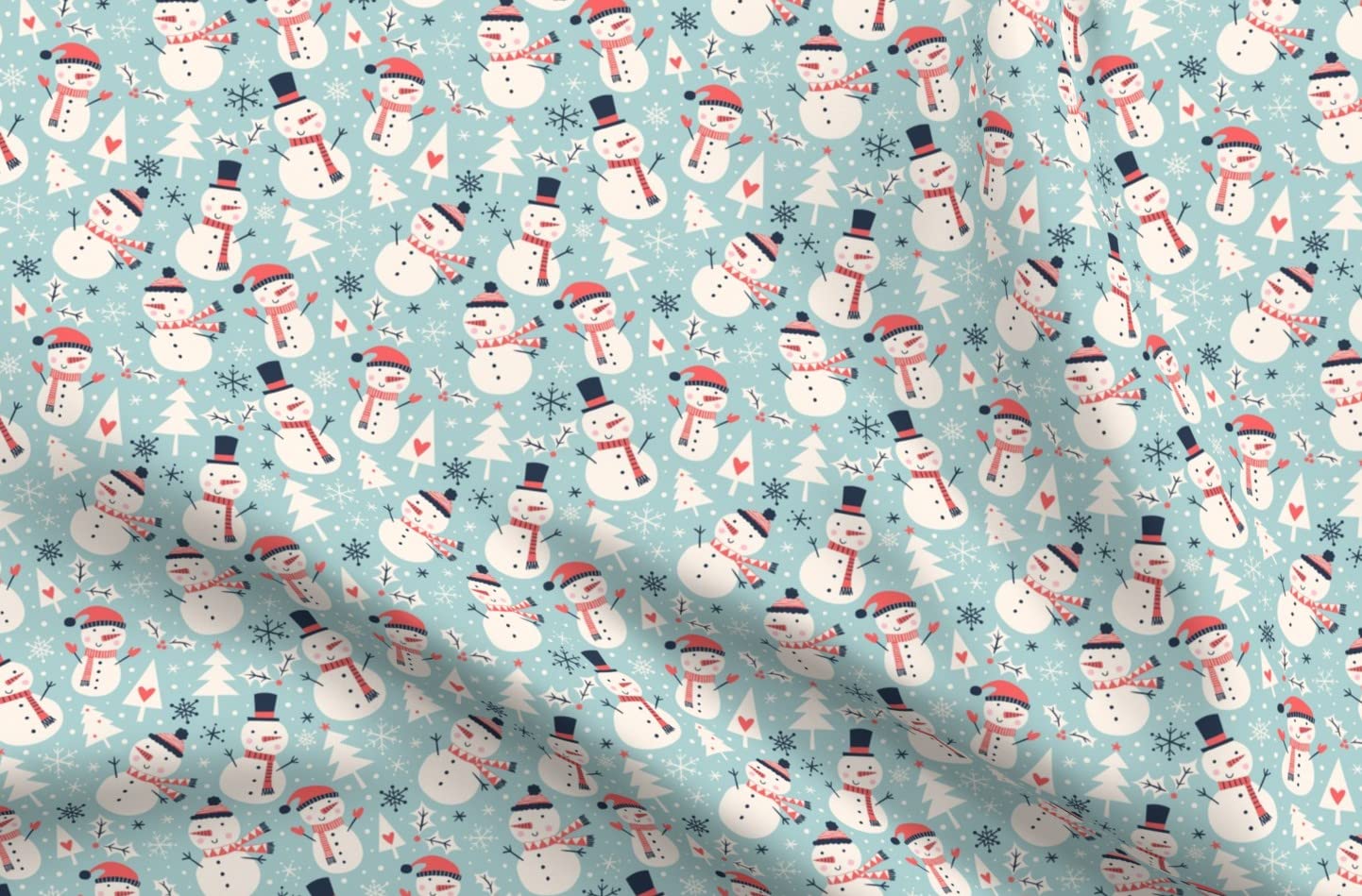 Snowman Christmas Winter Printed Minky Fabric by The Yard - Soft Plush Material for Sewing Baby Blankets, Quilt Backing & Holiday Decorations - Perfect for DIY Crafts, Home Decor & Seasonal Projects