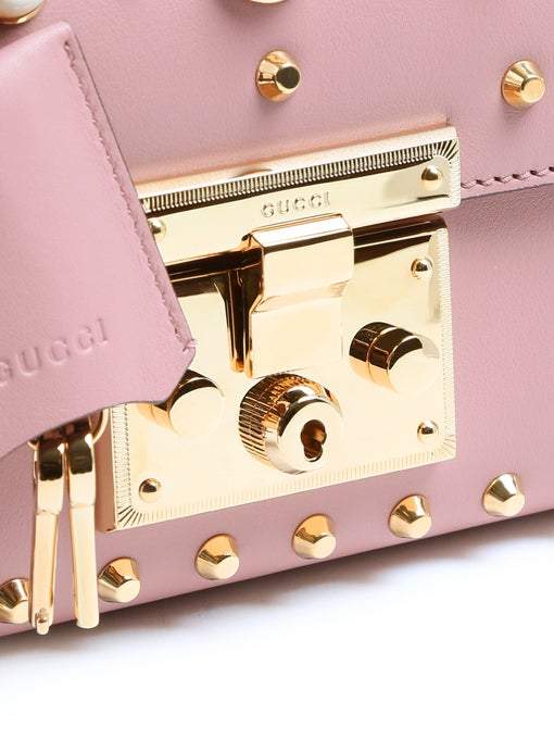 Gucci Padlock Shoulder Bag for Women - Pink Leather Crossbody Purse with Pearl Accents | Perfect for Date Night, Parties & Special Occasions