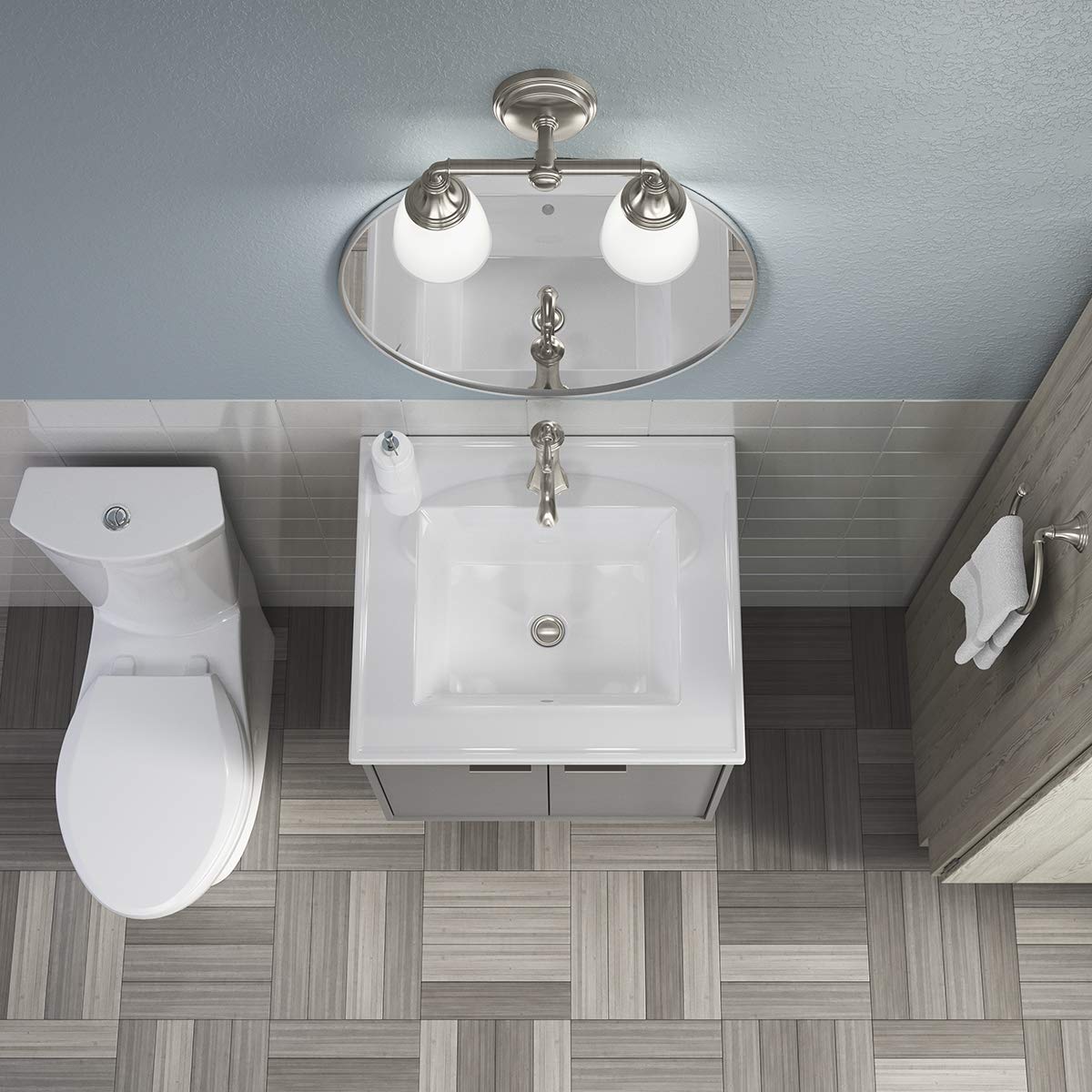 KOHLER 2777-1-G81 White Ceramic Rectangular Bathroom Sink - 25-Inch Vanity Top with Single Faucet Hole | Durable Impressions Collection | Perfect for Modern Bathroom Renovations & Home Upgrades