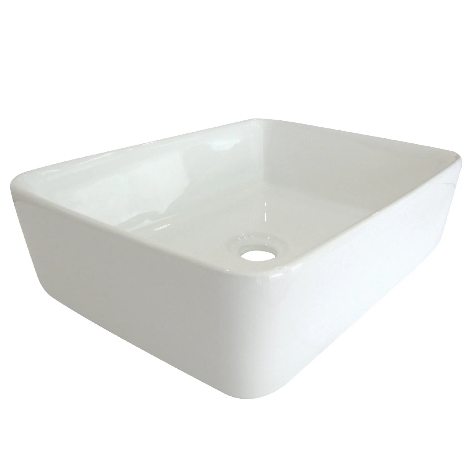 French Petite White Ceramic Rectangular Vessel Sink - Modern Bathroom Vanity Basin for Powder Rooms & Small Spaces