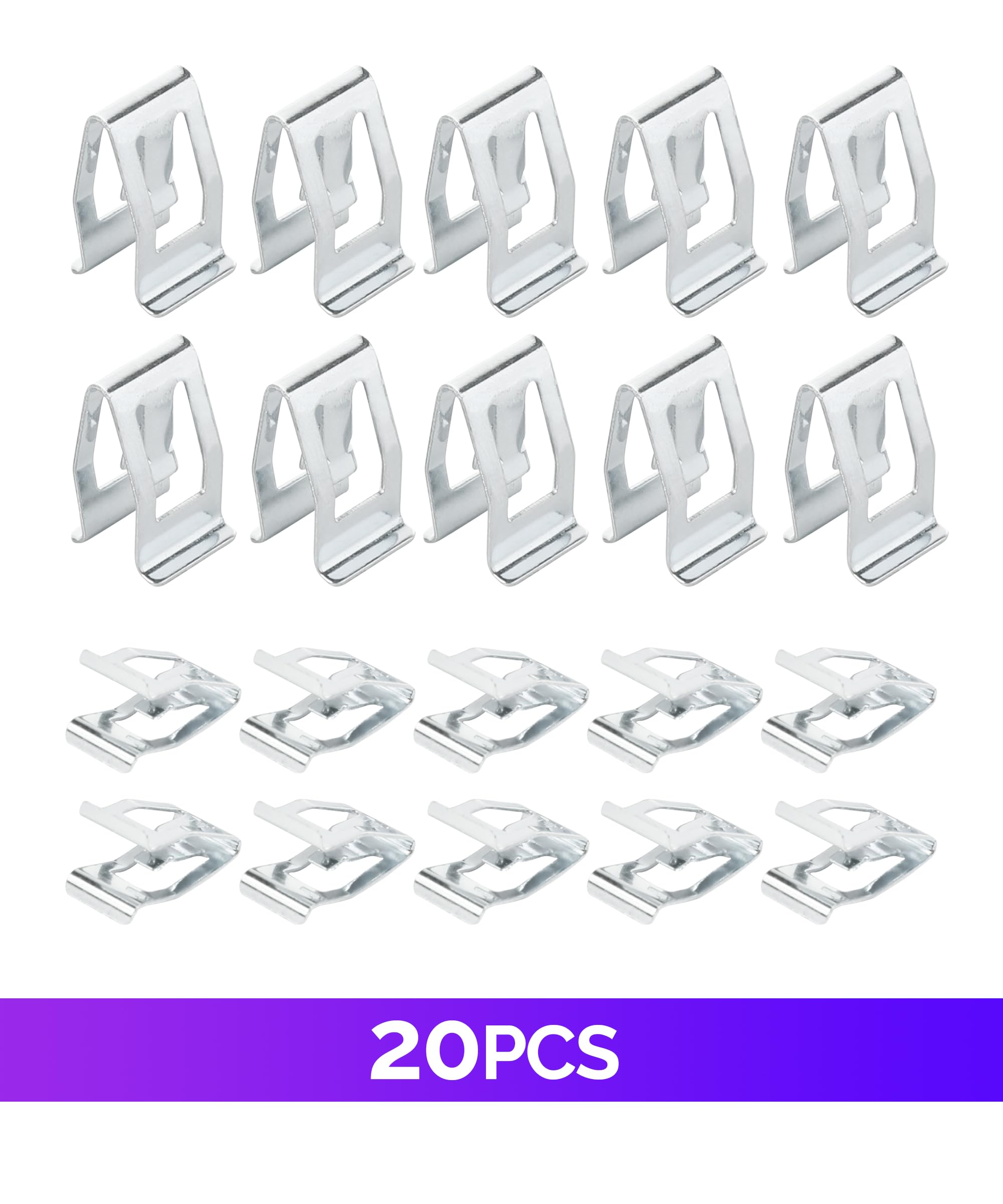 RACOONA 20PCS Silver Metal Car Clips - Auto Dashboard Trim Retainer Clips Replacement for Car Front Console & Dash Accessories | Perfect for DIY Car Interior Repair & Maintenance