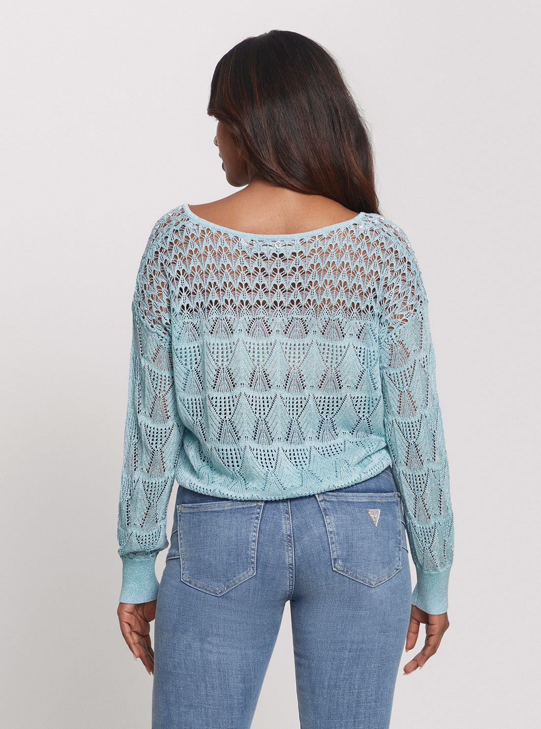 Eco-Friendly Blue Clarissa Long Sleeve Knit Top for Women - Soft Comfortable Casual Wear for Office, Date Night & Everyday Outfits