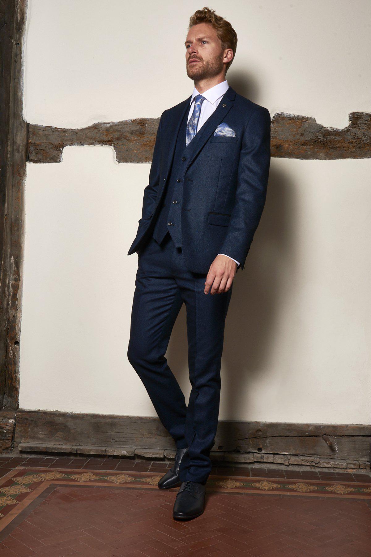 Stylish CALLUM Blue Three-Piece Suit for Men & Boys - Perfect for Weddings, Family Photos & Formal Events