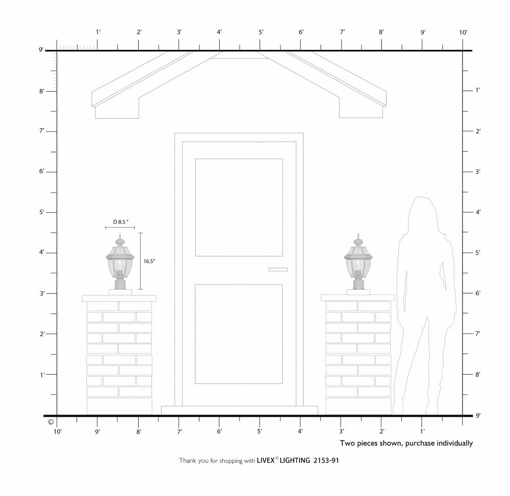 Livex Lighting 2153-04 Black Outdoor Post Light with Clear Beveled Glass Shades - Perfect for Porch, Patio, Garden, and Driveway Lighting
