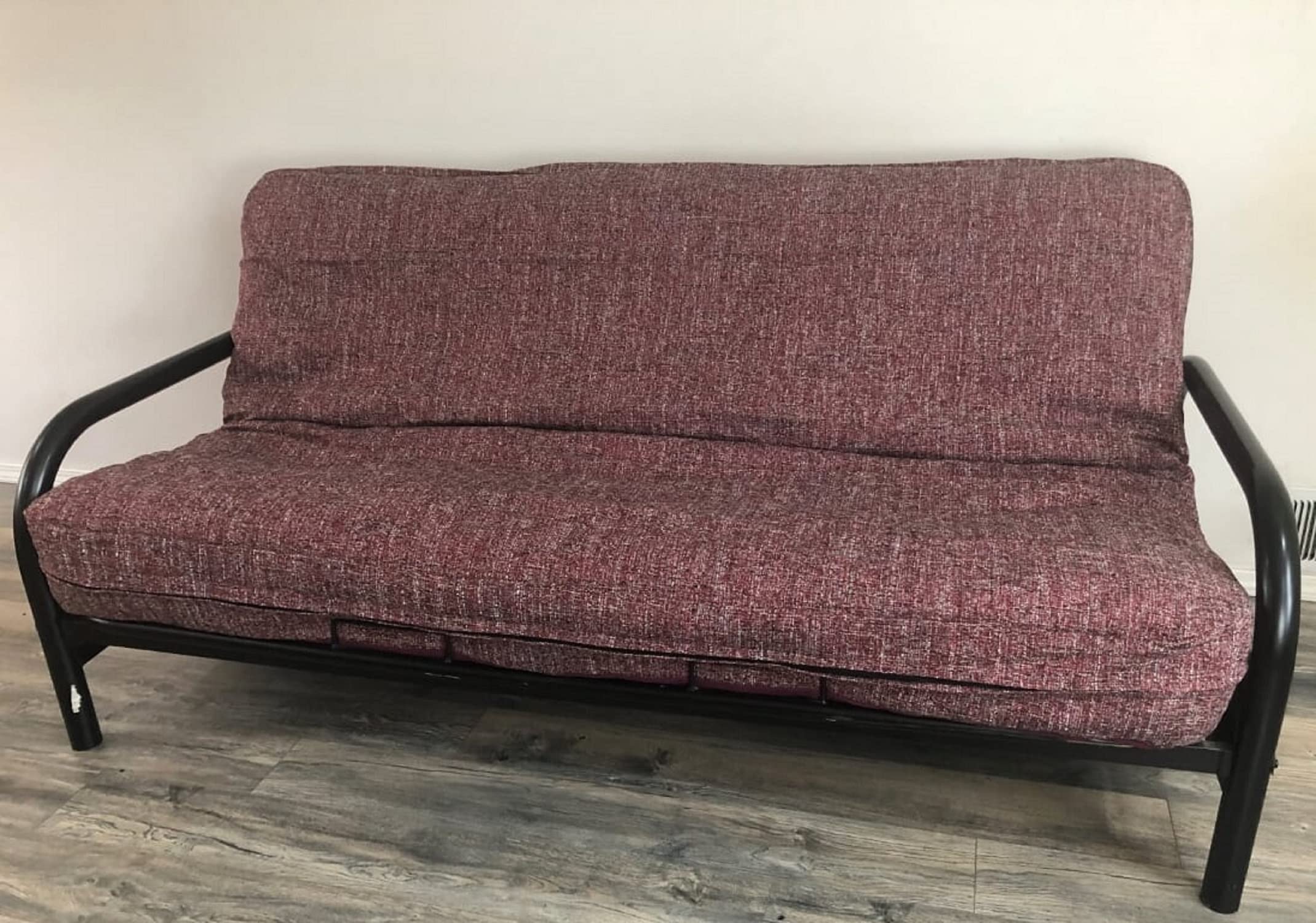 OctoRose Full Size 3-Side Zipper Upholstery Thick Linen Wine Futon Cover - Sofa Daybed Mattress Slipcover & Couch Protector (Linen-Wine, Full Size) - Perfect for Living Rooms, Guest Rooms & Dorm Decor