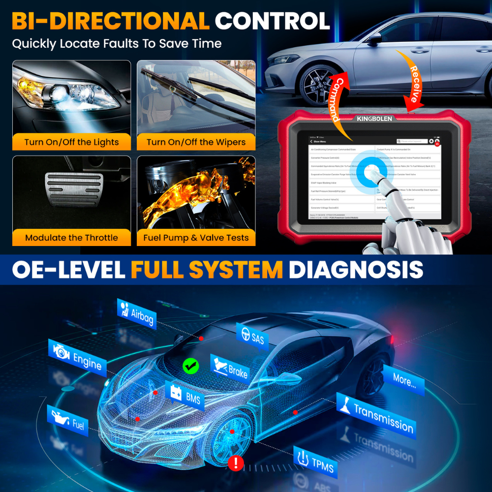 KINGBOLEN K8 Elite OBD2 Scanner - Professional Wireless Diagnostic Tool with Lifetime Free Updates, ECU Coding, Bi-Directional Control, 34+ Reset Services, CANFD & DOIP Support, FCA AutoAuth - Perfect for Mechanics & DIY Car Repairs at Home or Garage