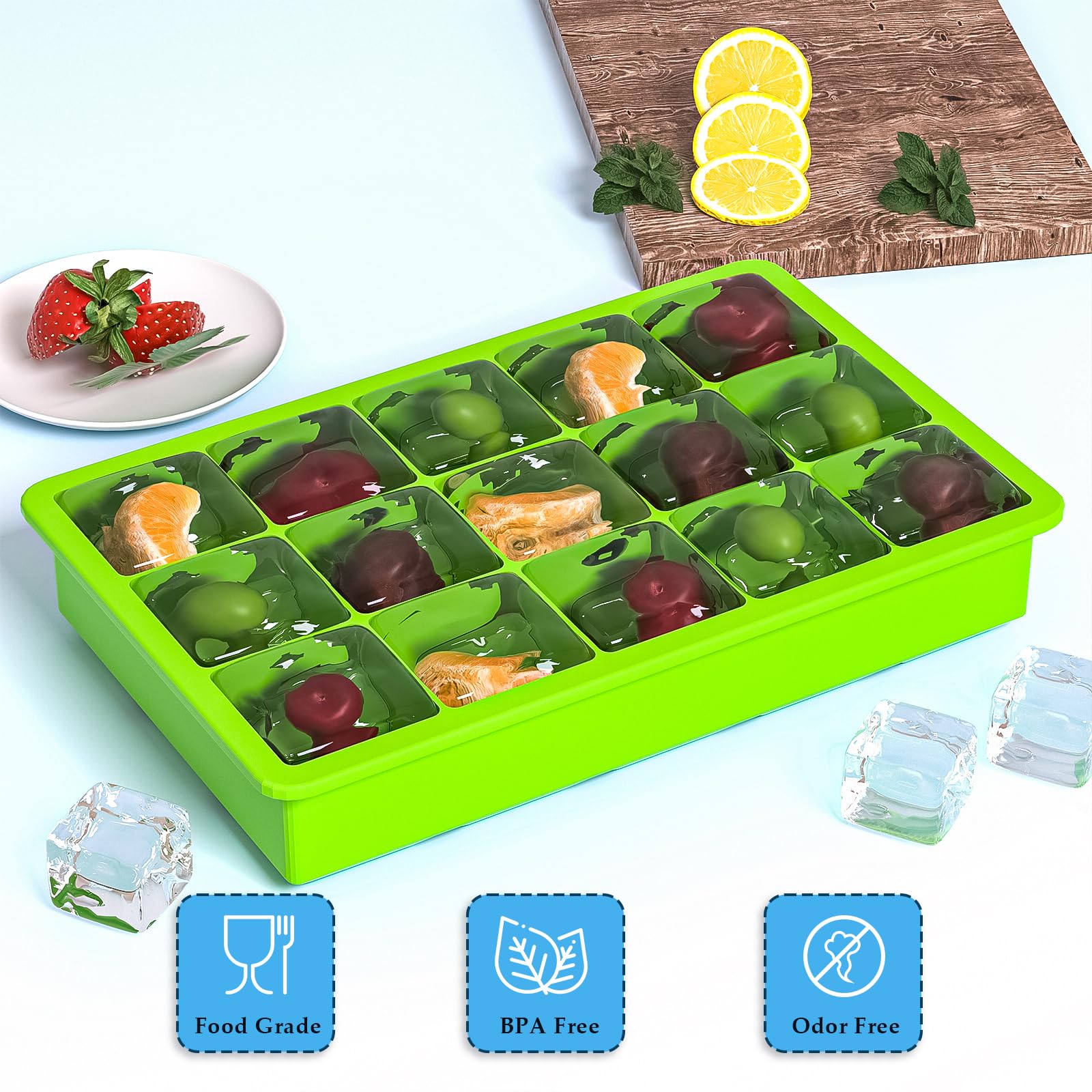 3 Pack Silicone Ice Cube Trays - BPA Free, Flexible & Easy Release Ice Cube Molds (1.2 Inch) for Cocktails, Whiskey, Juice & Baby Food - Stackable Freezer Trays for Home Bars, Parties & Everyday Use
