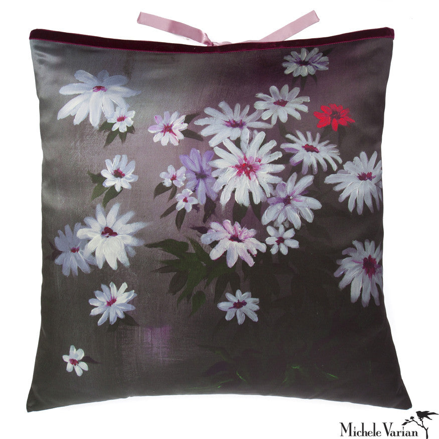 20x20 Silk Print Pillow with Shadow Garden Design - Elegant Home Decor for Living Room, Bedroom & Sofa