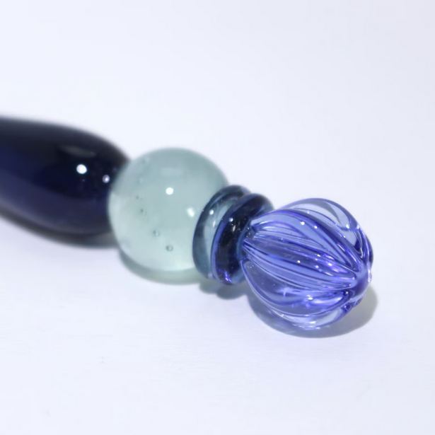 Japanese Glass Dip Pen - Crown & Navy Colors, Elegant Calligraphy Writing Tool for Artists & Writers - Perfect for Hand Lettering, Sketching & Creative Gift Ideas