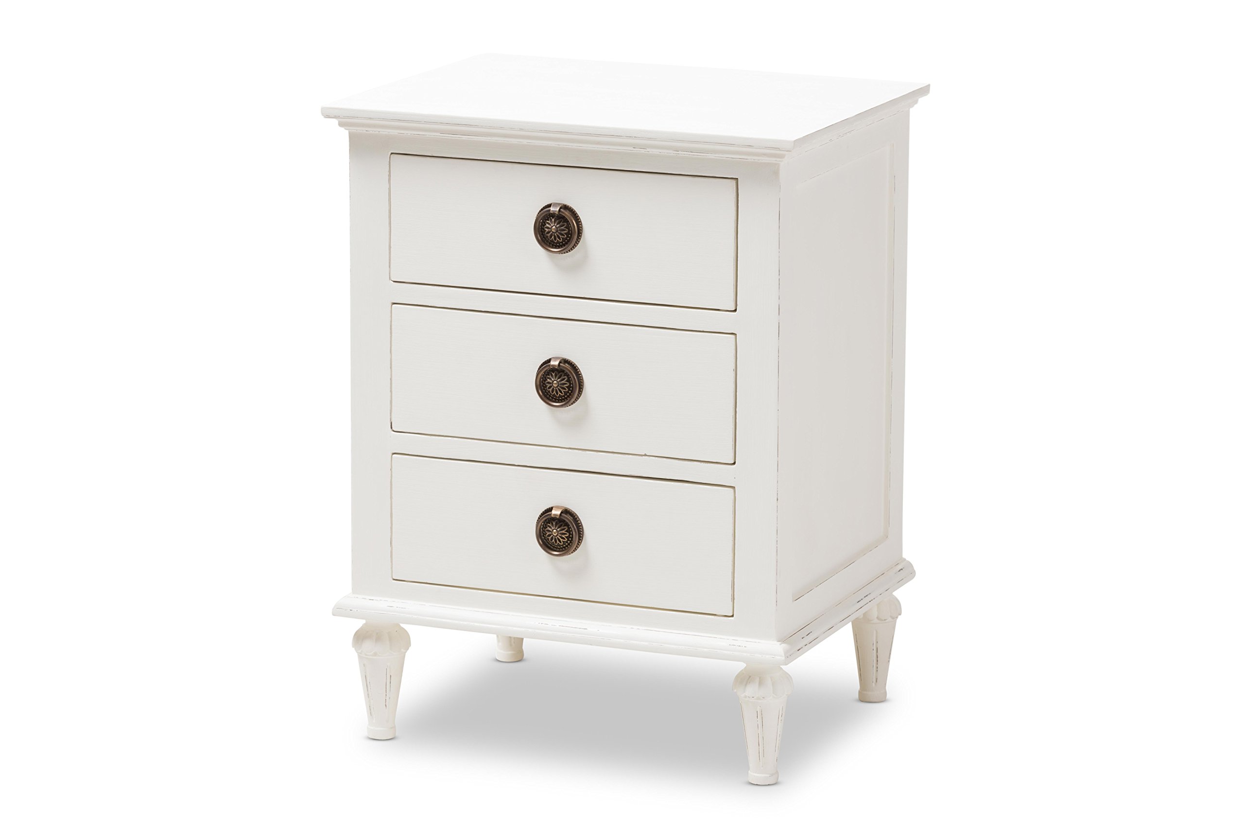 Baxton Studio White Wash 3-Drawer Dresser - Modern Bedroom Storage Furniture for Home Organization & Closet Space Saving
