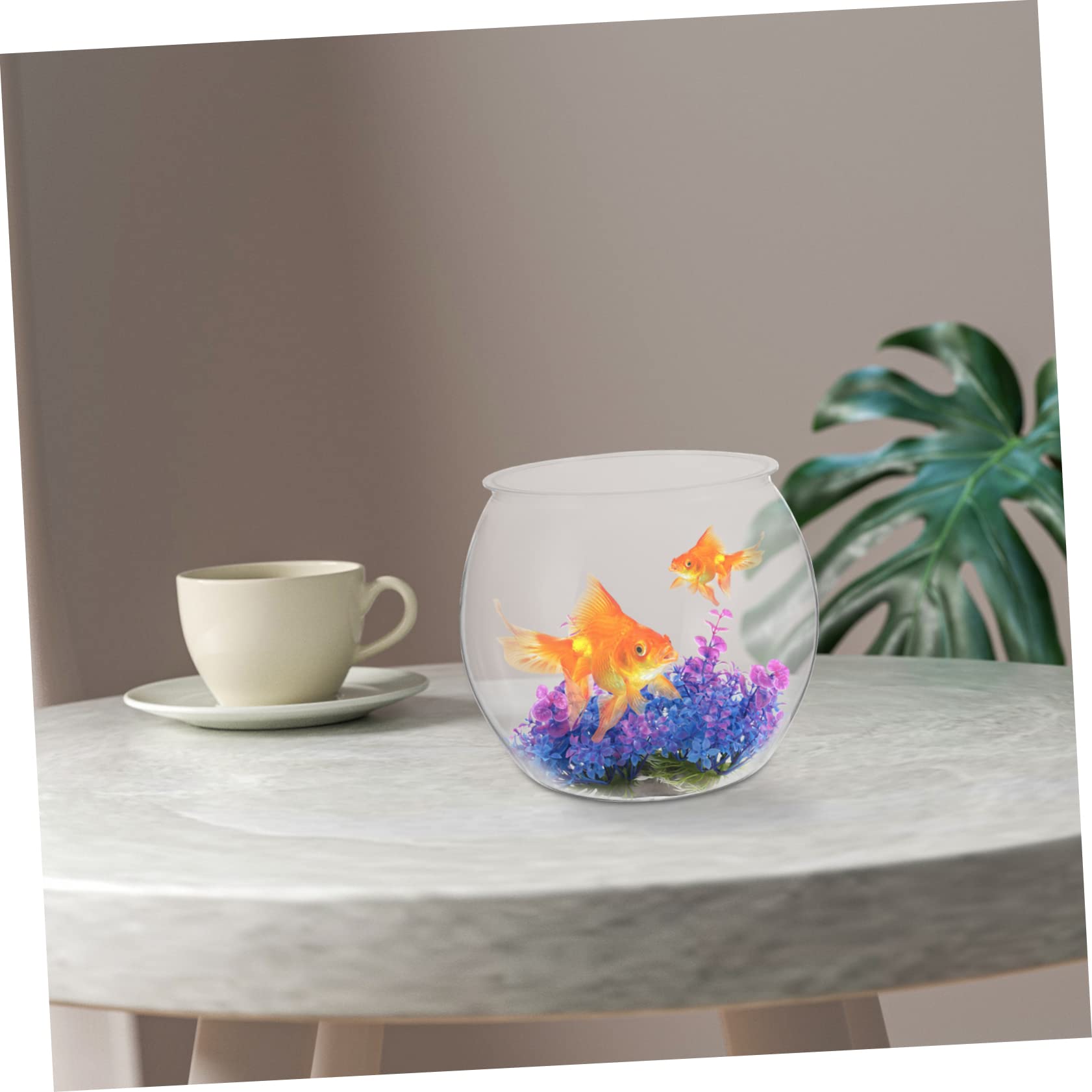 Transparent Round Plastic Fish Bowl - Goldfish Tank, Vase, Terrarium for Office & Home Decor | Perfect for Betta Fish, Small Aquatic Pets, and Succulent Plants