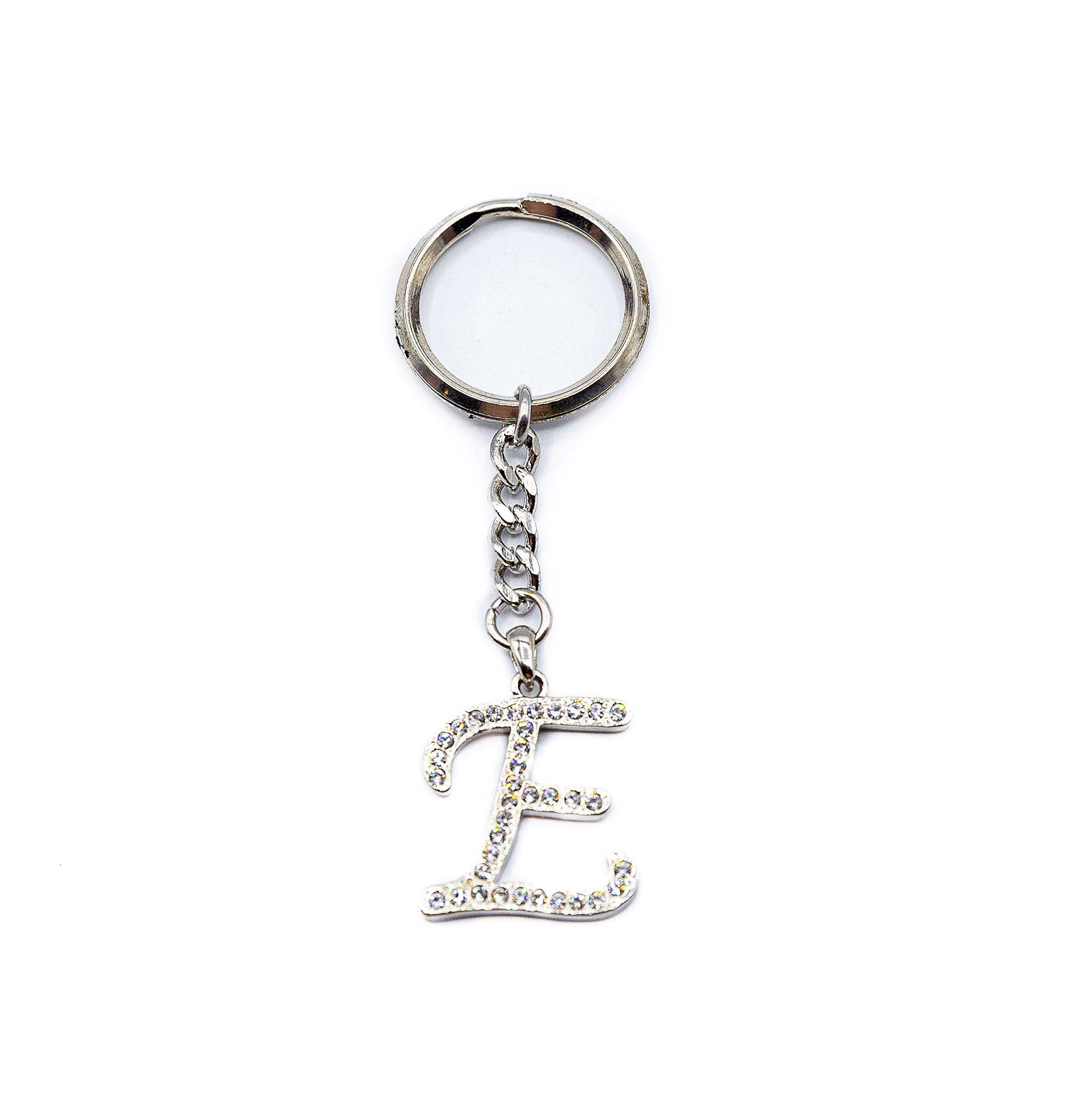 Chrome Letter T Keychain with Swarovski Crystals - Perfect Gift for Women