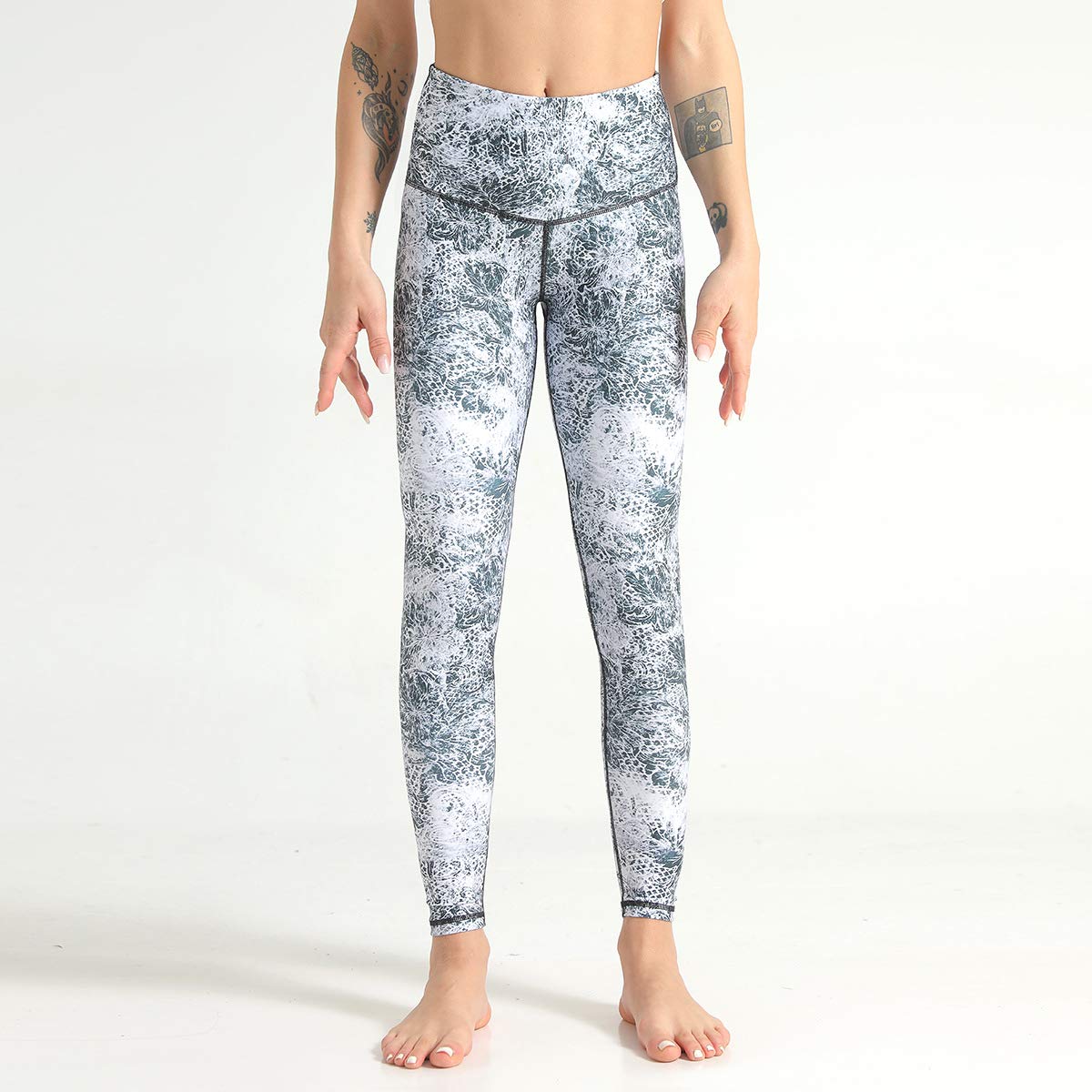 NAMCYANLY Women's High Waist Printed Yoga Leggings with Pockets - Workout Pants for Running, Gym & Lounge Wear