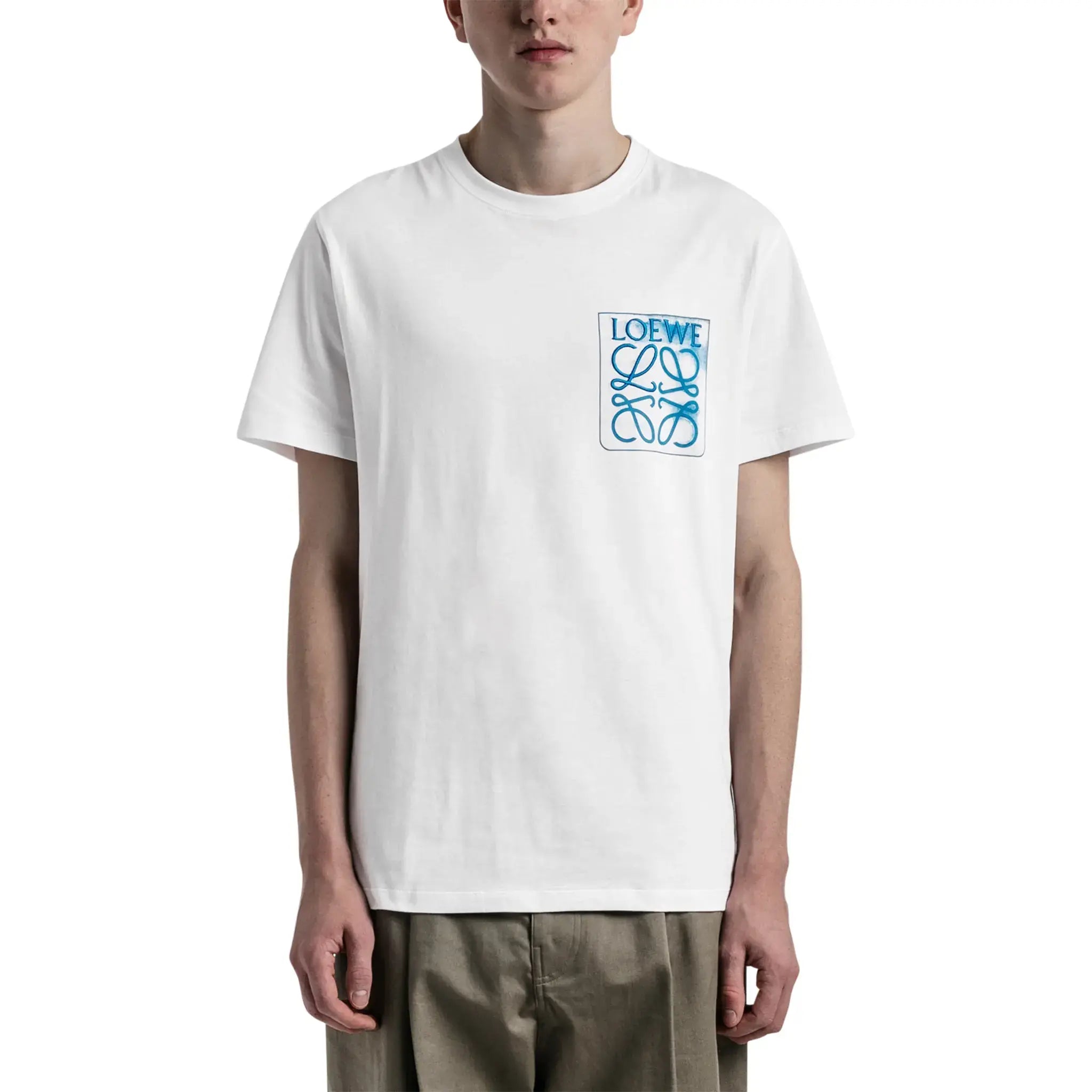 Loewe Anagram White and Blue Pocket T-Shirt for Men | Stylish Casual Tee for Everyday Wear & Outfits