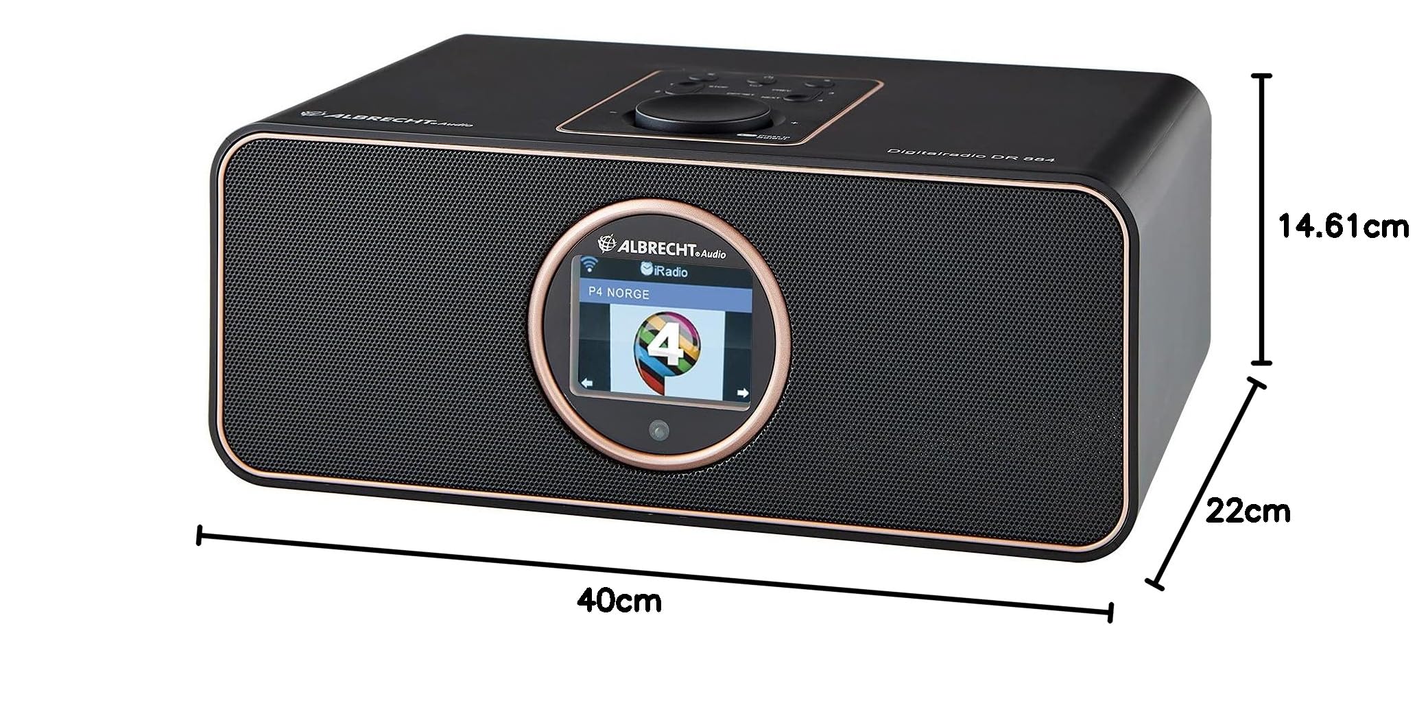 Albrecht DR 884 Compact Digital Radio System - DAB+, FM RDS, Bluetooth, USB, Color Display, Smartphone Music Streaming, 2x7W Output (Black) - Perfect for Home, Office, and Travel Use