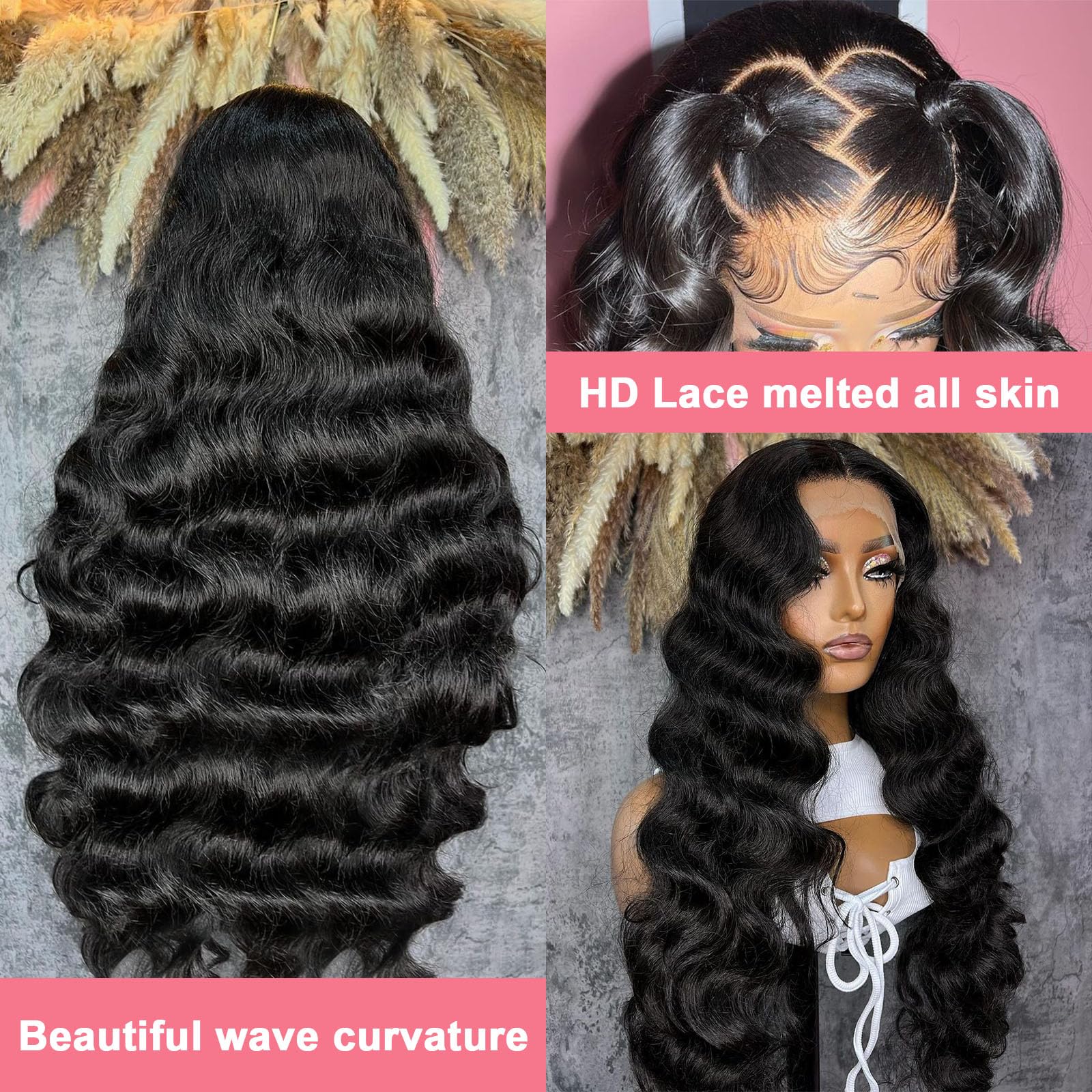 13x6 HD Lace Front Wigs Human Hair - 30 Inch Body Wave Glueless Wig 250% Density Pre-Plucked with Baby Hair (Natural Color) | Perfect for Daily Wear, Cosplay, and Special Occasions