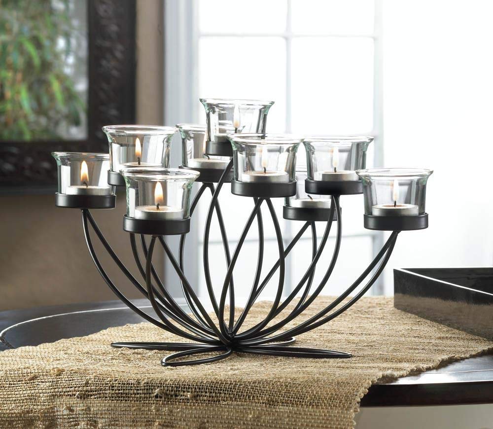Iron Bloom Candle Holders - Elegant Tabletop Candle Centerpiece for Dining Room, Wedding Decor, and Romantic Home Ambiance