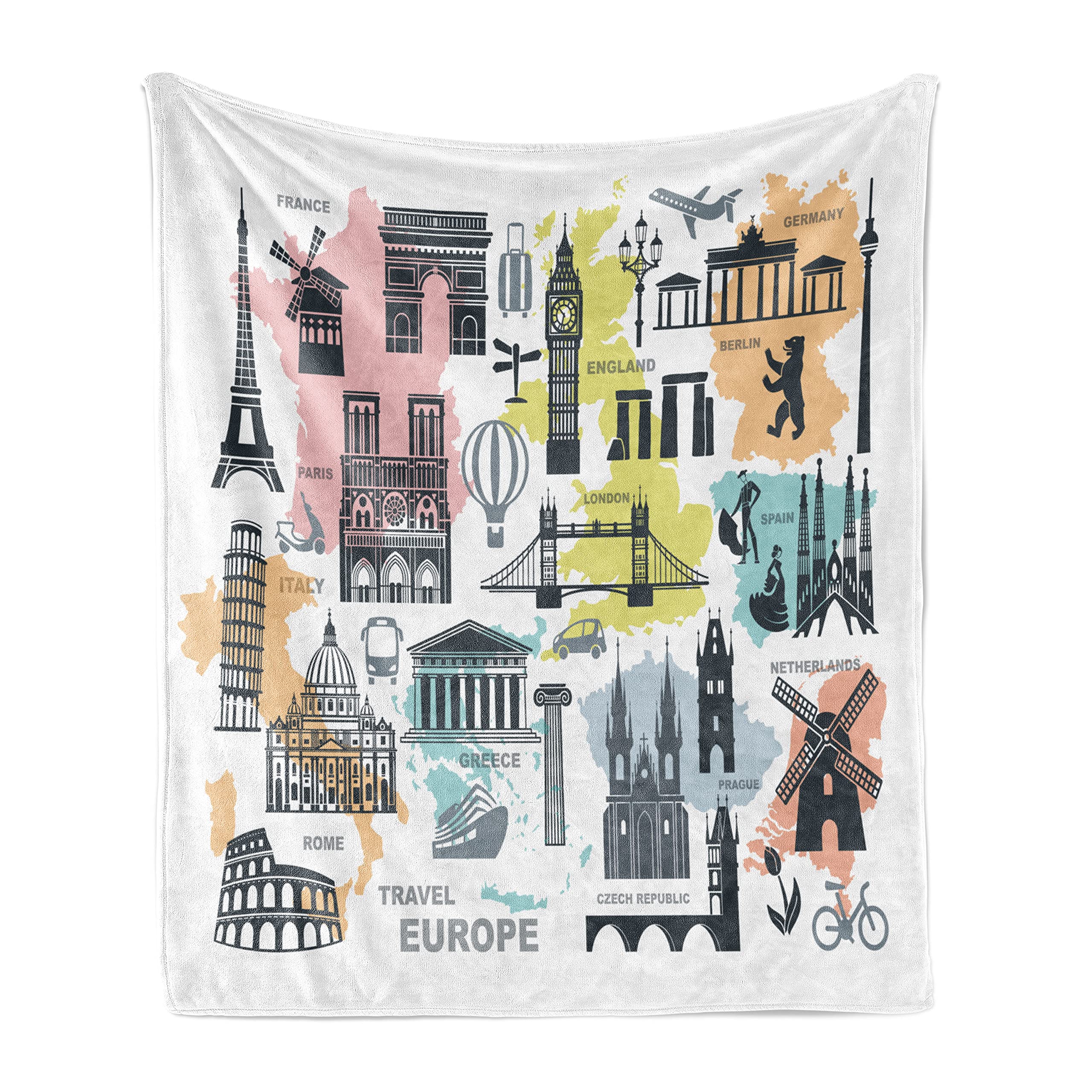 Ambesonne Travel Themed Fleece Blanket - 60